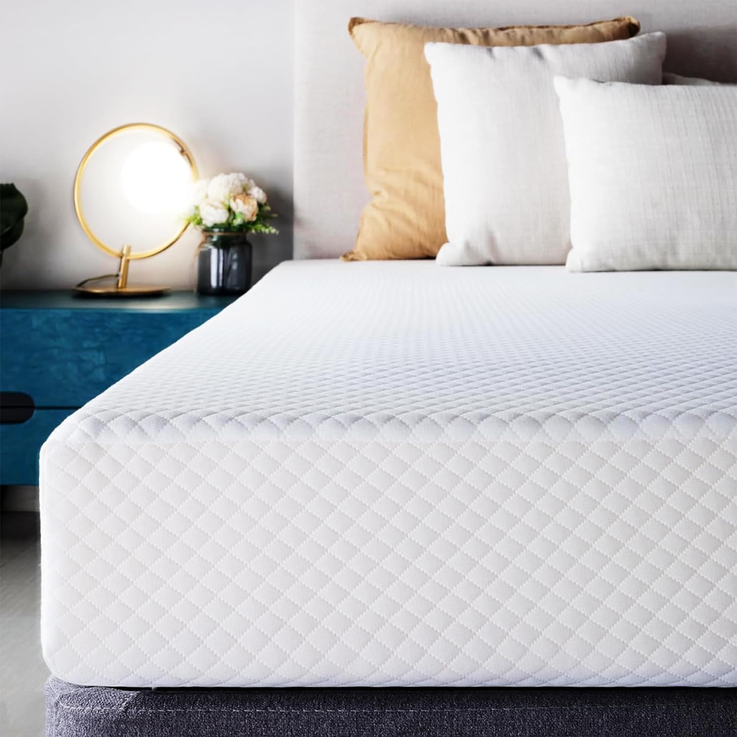 6 Inch Full Size Memory Foam Mattress - Medium Firm Cooling Gel & Green Tea Infused, CertiPUR-US Certified, Pressure Relieving Bed in a Box with Breathable Soft Fabric Cover - Perfect for Guest Rooms, Dorms & Small Apartments