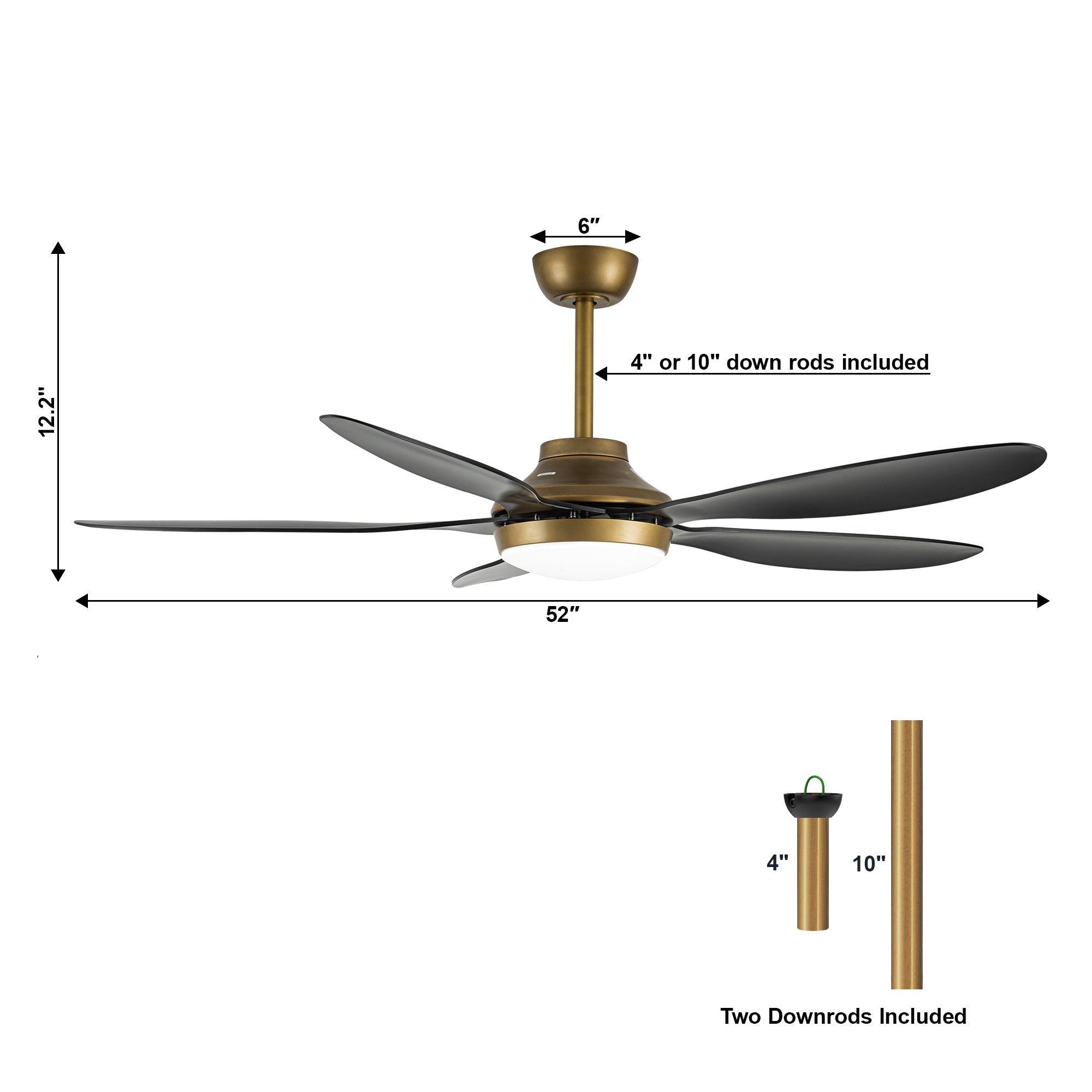 52 Inch Punjab Smart Ceiling Fan with LED Light - Energy Efficient, Remote Control, Quiet Operation for Bedroom, Living Room, and Office