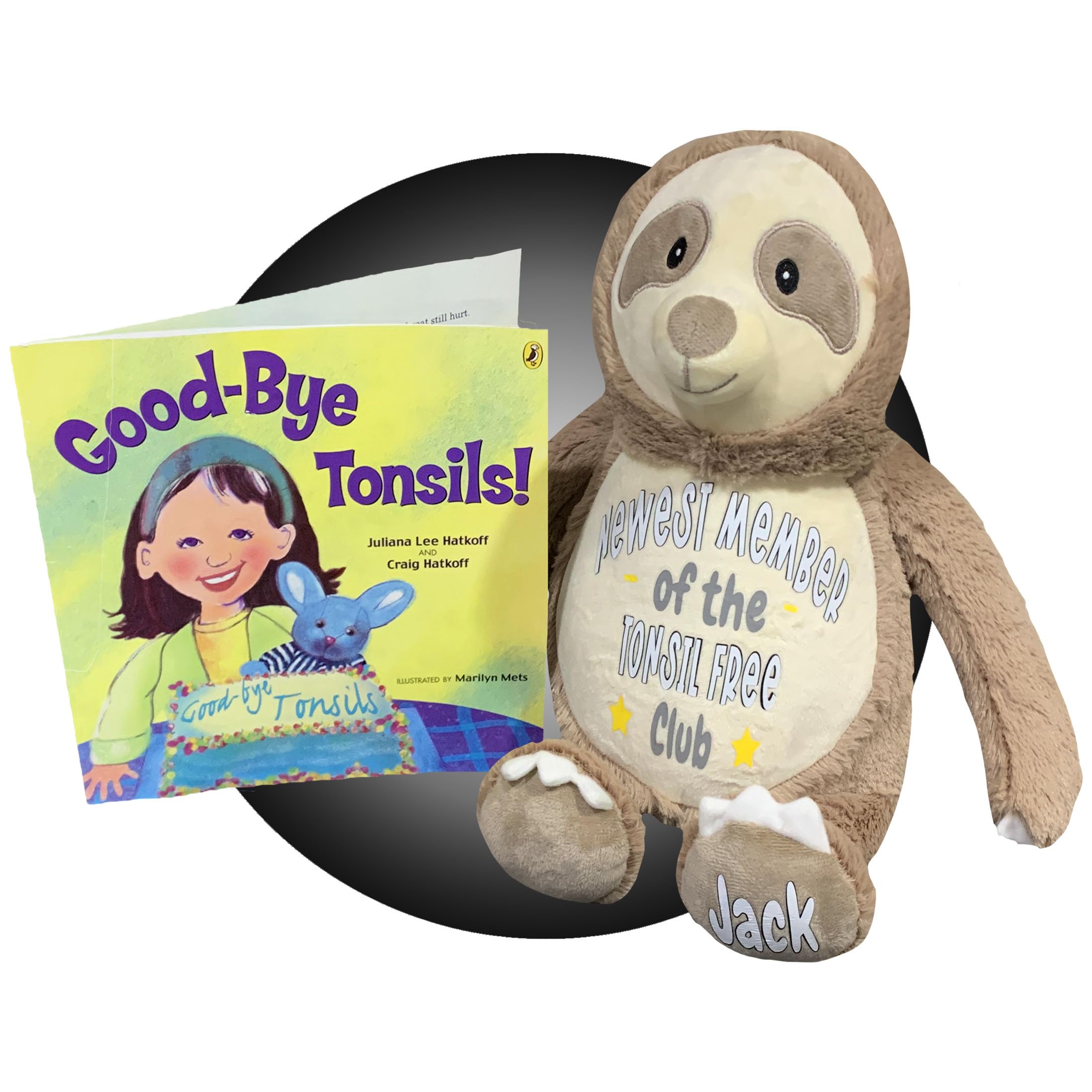 Personalized Tonsillectomy Recovery Gift for Kids - Soothing Face Heating Pad - Get Well Soon Present After Tonsil Surgery - Perfect for Post-Op Comfort & Pain Relief - Ideal Gift for Children's Tonsil Removal Recovery by Kikilishop (Sloth Design)