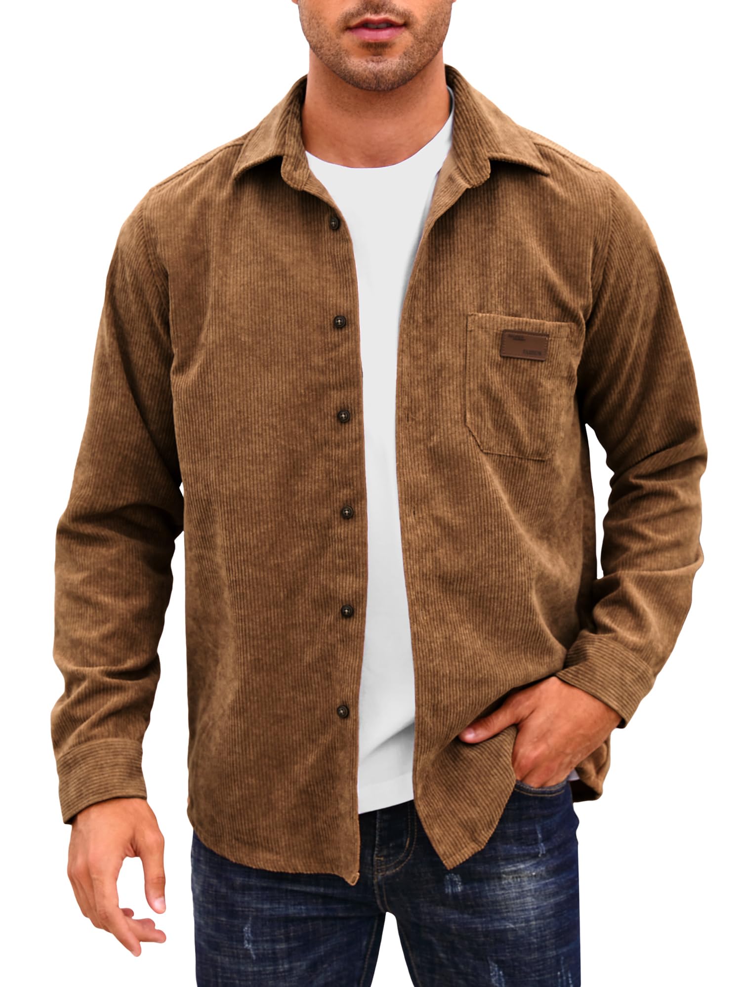 Men's Corduroy Shirt Jacket - Button Down Long Sleeve Work Shirt with Pocket | Casual & Outdoor Wear for Fall & Winter