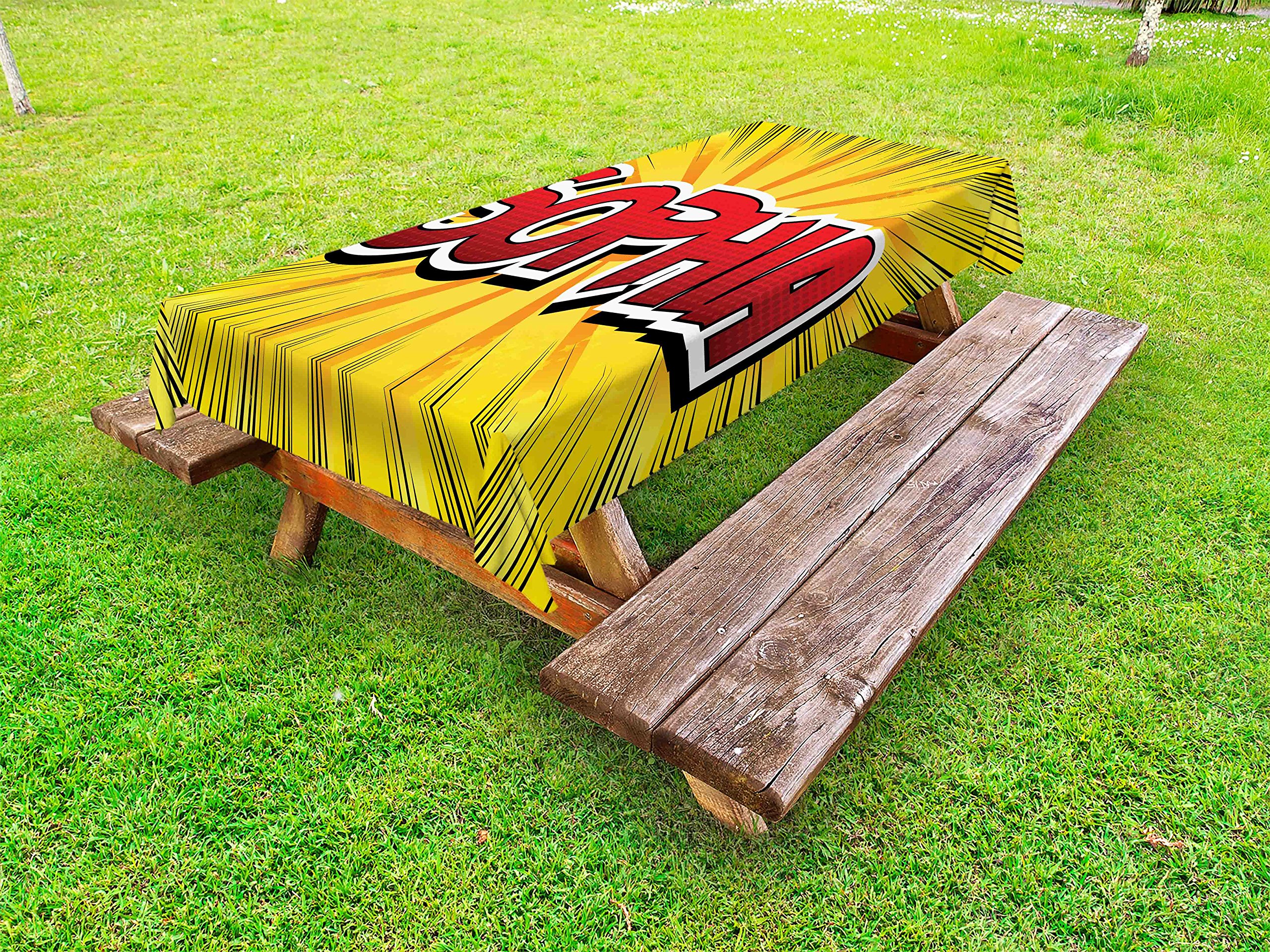 Ambesonne Sophia Waterproof Outdoor Tablecloth - Retro Comic Print Washable Picnic Table Cover 58