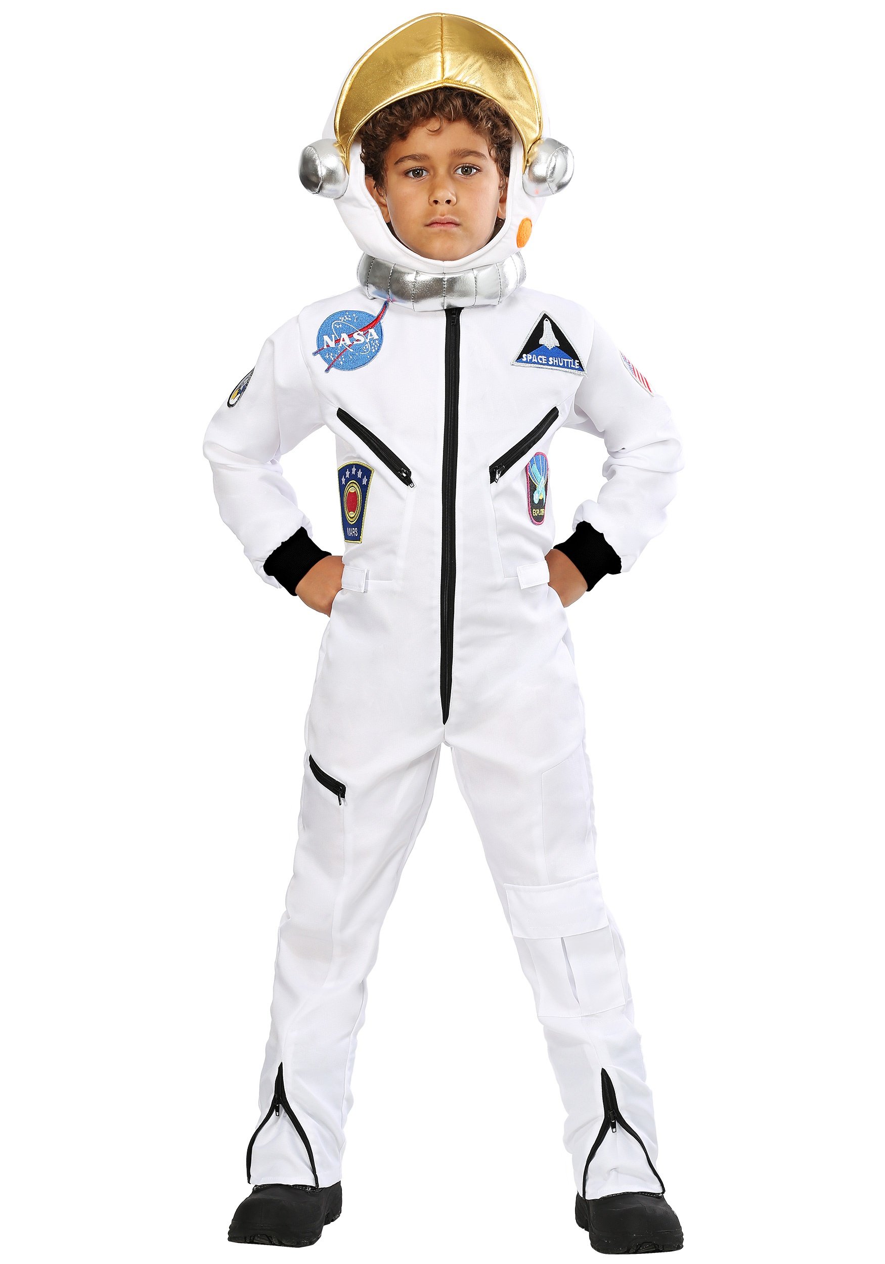 Kids Astronaut Costume - White Space Jumpsuit for Boys & Girls | Halloween Dress Up, Birthday Party, Cosplay, School Play