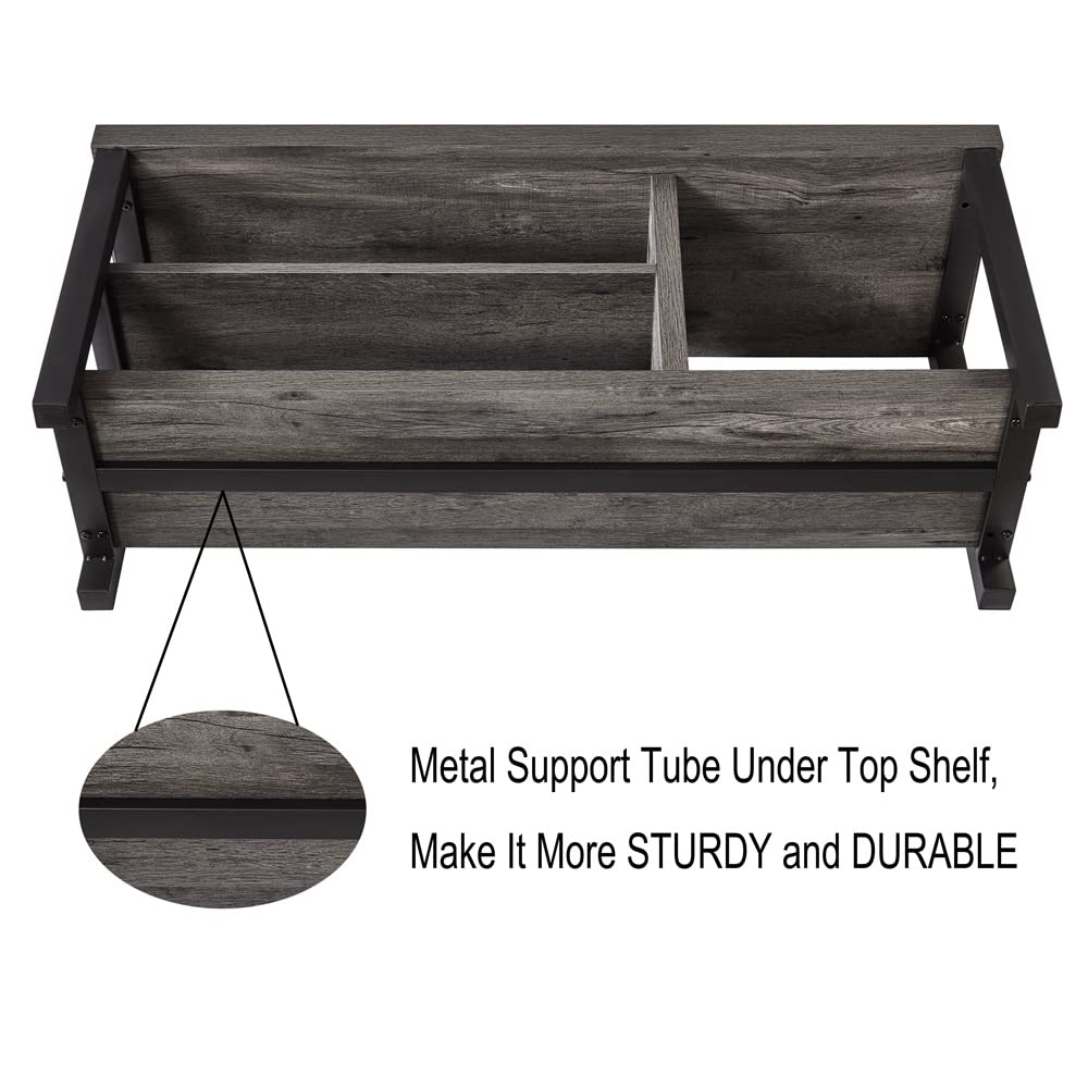 EXCEFUR Industrial Entryway Bench - Rustic Grey Shoe Storage Bench with Seat for Living Room, Hallway & Mudroom - Durable Indoor Furniture for Organizing Shoes, Boots & Entryway Essentials