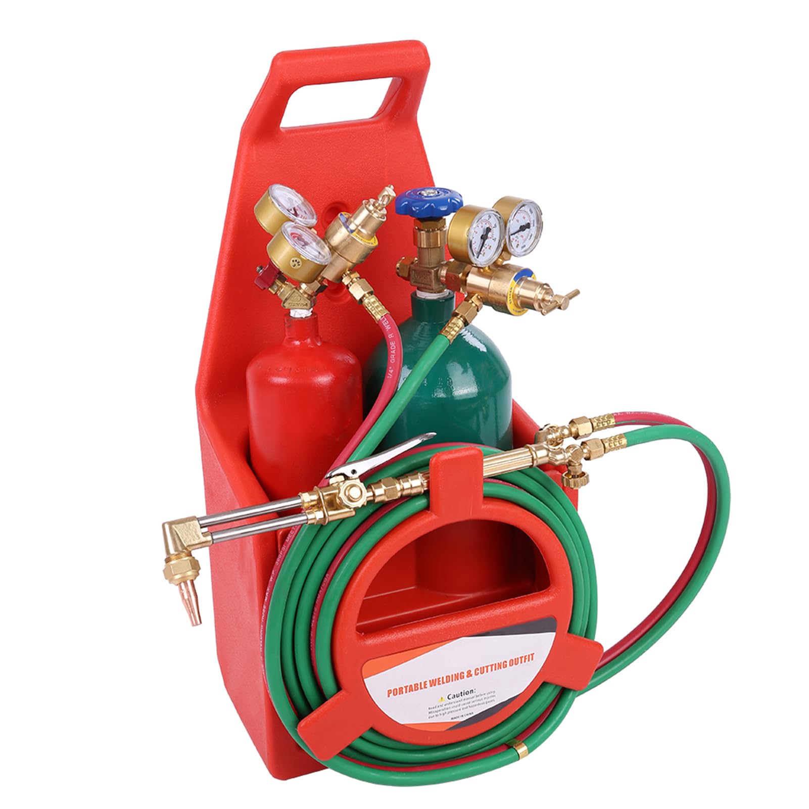 Professional Portable Oxy Acetylene Torch Kit with Gauge & Gas Tank Tote - Brass Nozzle for Welding, Cutting, and Metalwork - Ideal for DIY Projects, Automotive Repairs, and Industrial Use