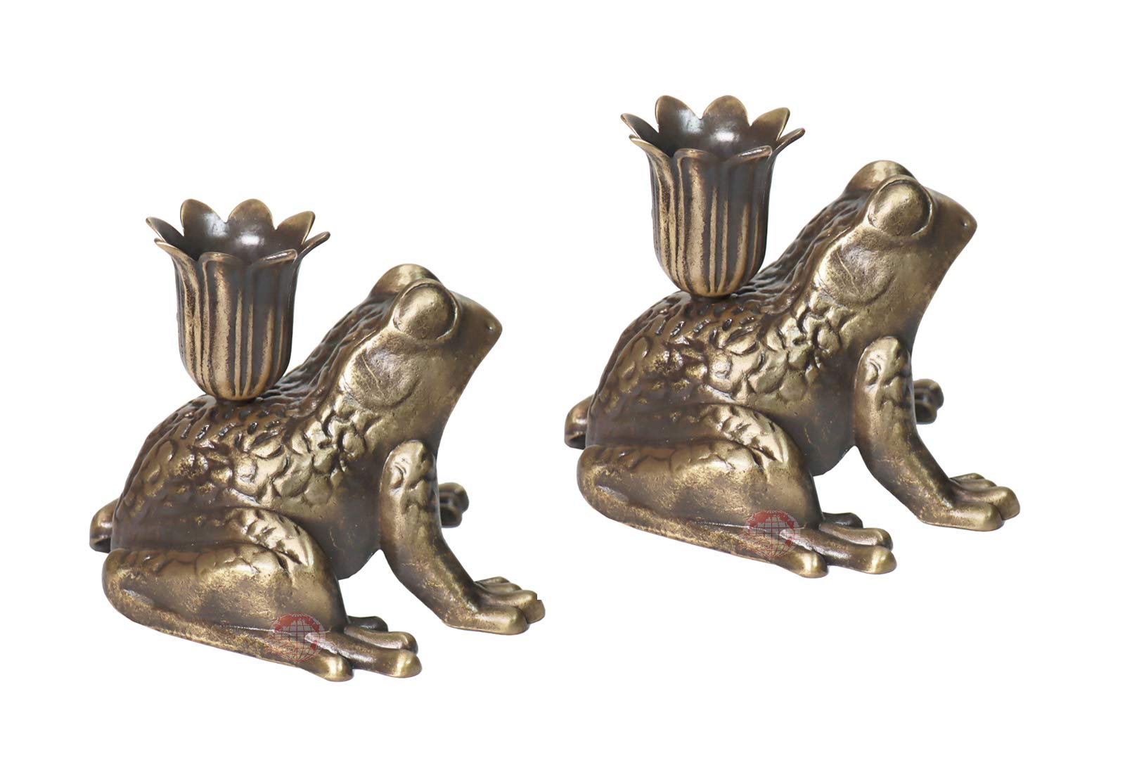 Brass Frog Candle Holder Set of 2 - Vintage Animal Candle Stand Centerpiece for Dining Table Decor, Unique Toad Candlestick Holder for Home, Wedding & Gift - Perfect for Romantic Dinners & Farmhouse Decor