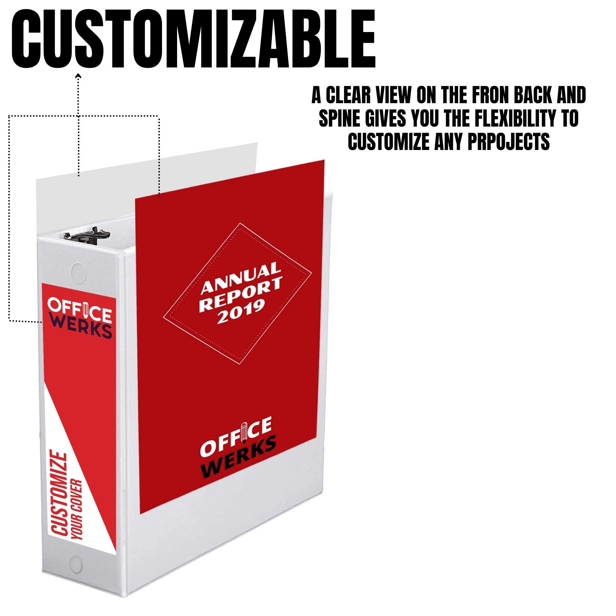 Performore 3 Ring Binder 2.5 Inch - 12 Pack Professional Round Ring Binders with Clear View Cover, Inside Pockets for Standard Letter Size Papers - Ideal for Office, School, Presentations and Document Organization