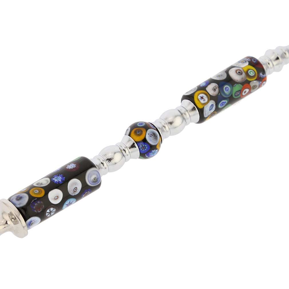 Venetian Murano Glass Salad Fork - Handcrafted Black Millefiori Italian Art Glass Flatware for Fine Dining & Wedding Gifts