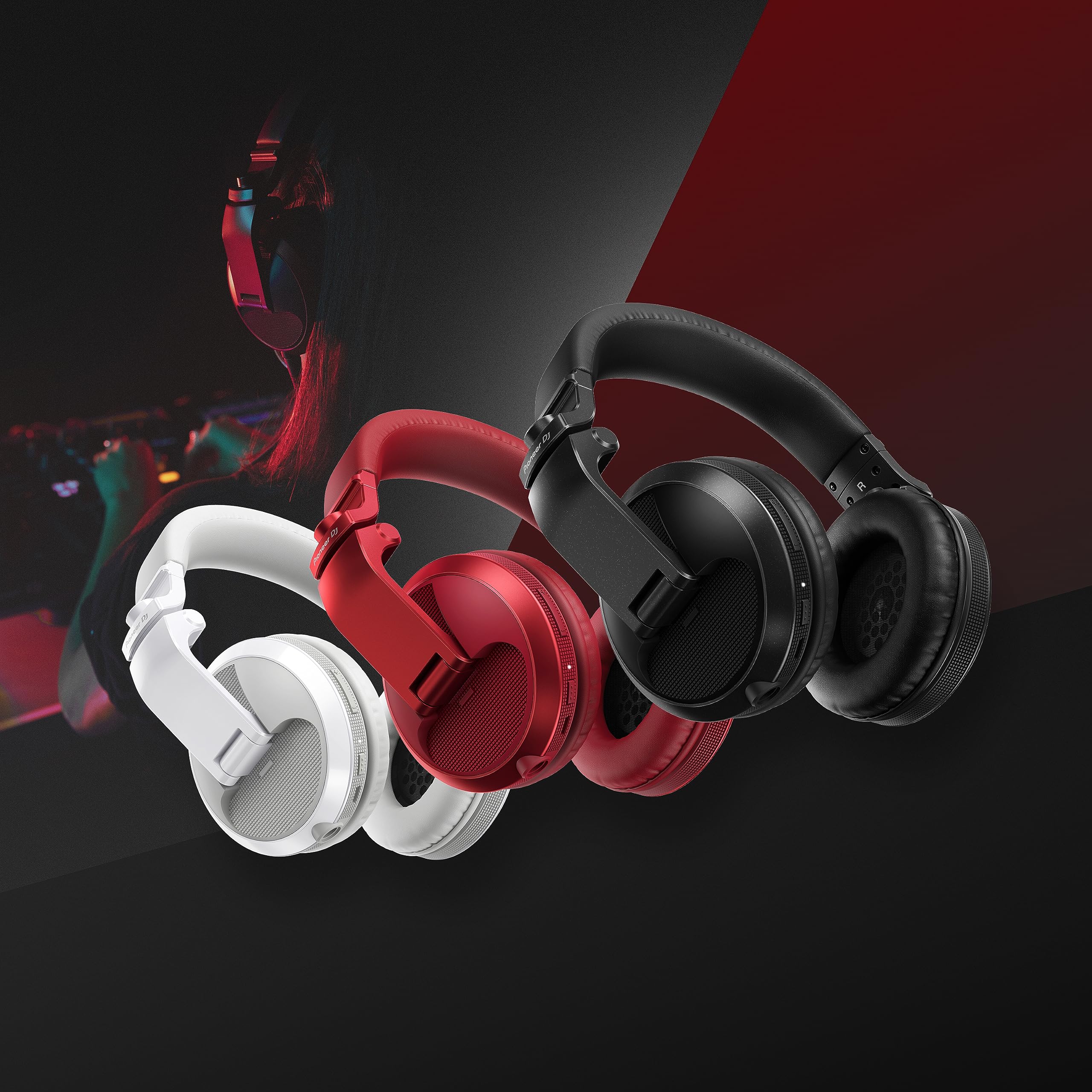 Pioneer DJ Bluetooth Wireless Headphones - Over-Ear Studio Monitor Headset with Hi-Fi Sound, Noise Isolation & Foldable Design (Red) - Perfect for DJing, Music Production & Home Listening