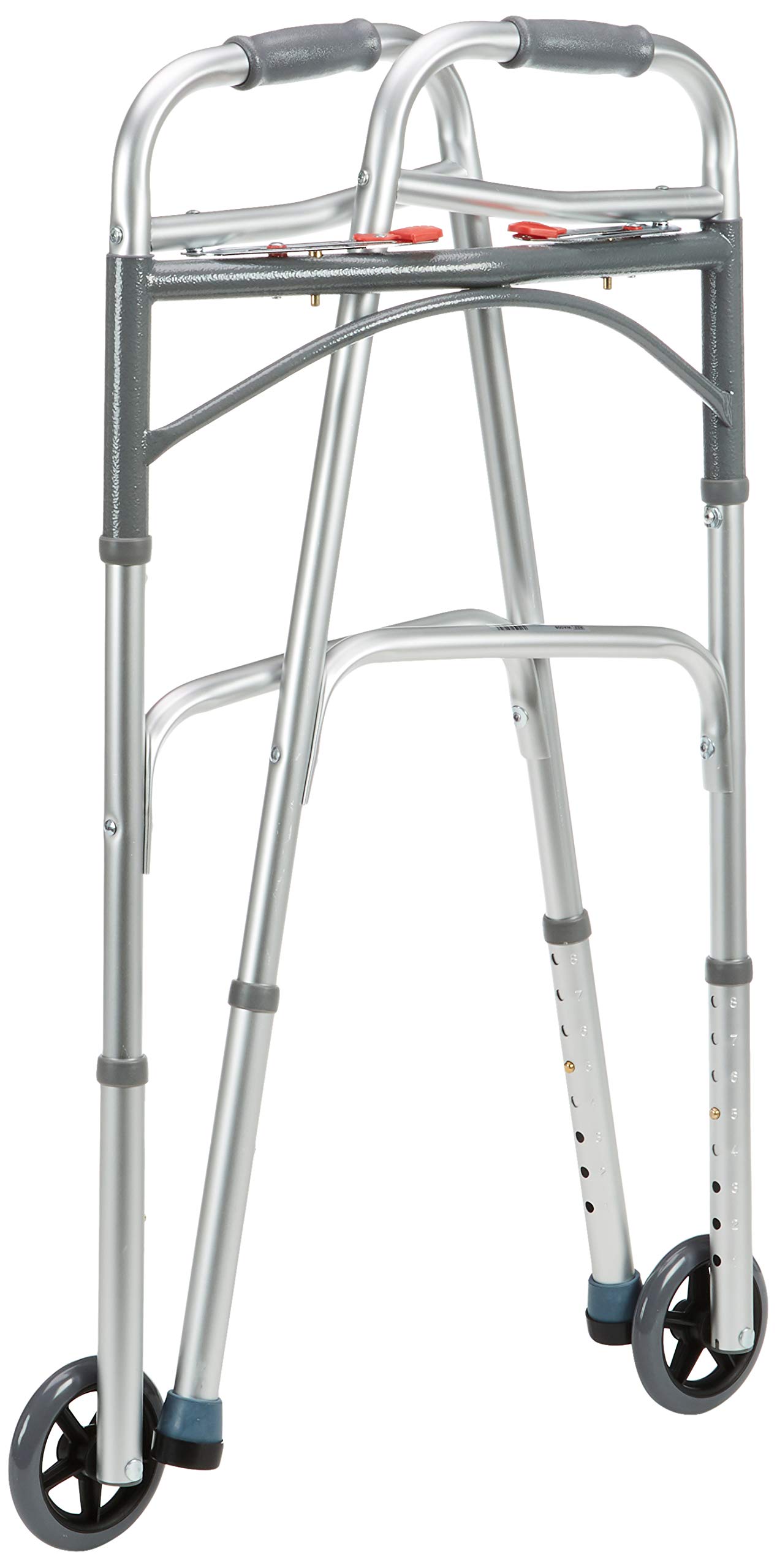 Drive DeVilbiss Folding Lightweight Aluminum Walker with Wheels - Adjustable Height Mobility Aid for Seniors & Adults, Indoor/Outdoor Use for Stability & Support