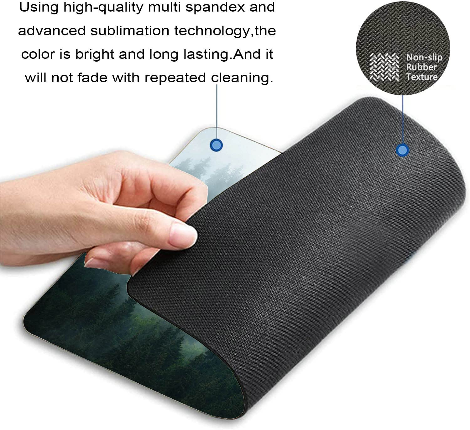 Misty Forest Mouse Pad - Nature Pine Trees Scenic Foggy Mountain Landscape Non-Slip Rubber Base - 9.5×7.9×0.12 Inches Computer Mouse Pad for Wireless Mouse - Perfect for Office, Gaming & Home Workspace Decor