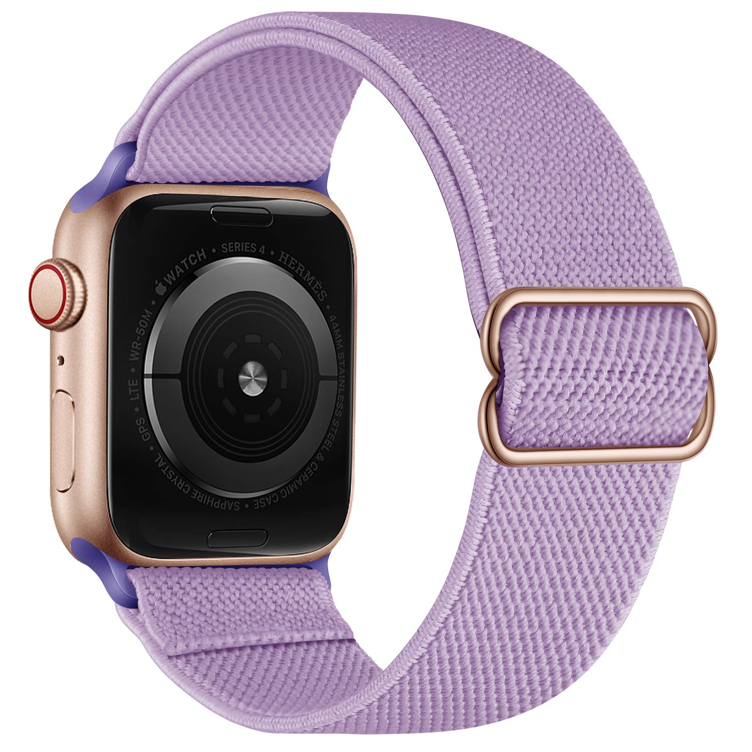 OXWALLEN XL Stretchy Elastic Adjustable Bands for Apple Watch Series 8/7/SE/6/5/4/3 - 38mm 40mm 41mm Compatible, Nylon Solo Loop Braided Strap for Women & Men (Light Purple) - Perfect for Workouts, Running & Everyday Wear