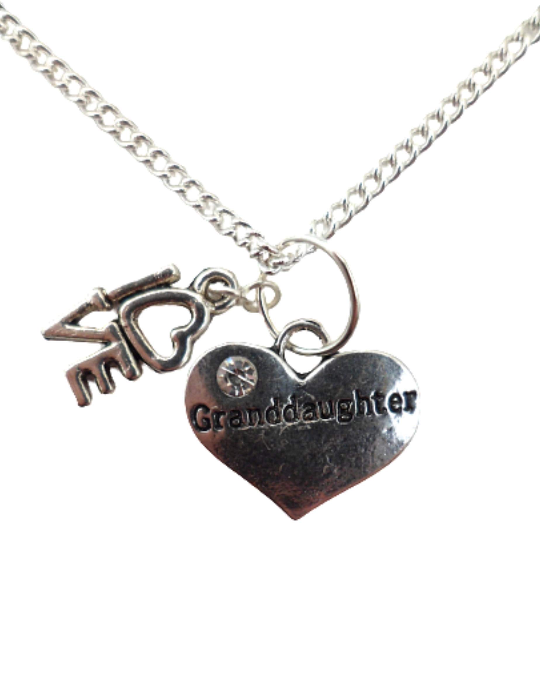 Silver Plated Necklace for Granddaughter - Heart Gem Charm Gift for Her | Perfect for Birthdays, Anniversaries & Special Occasions