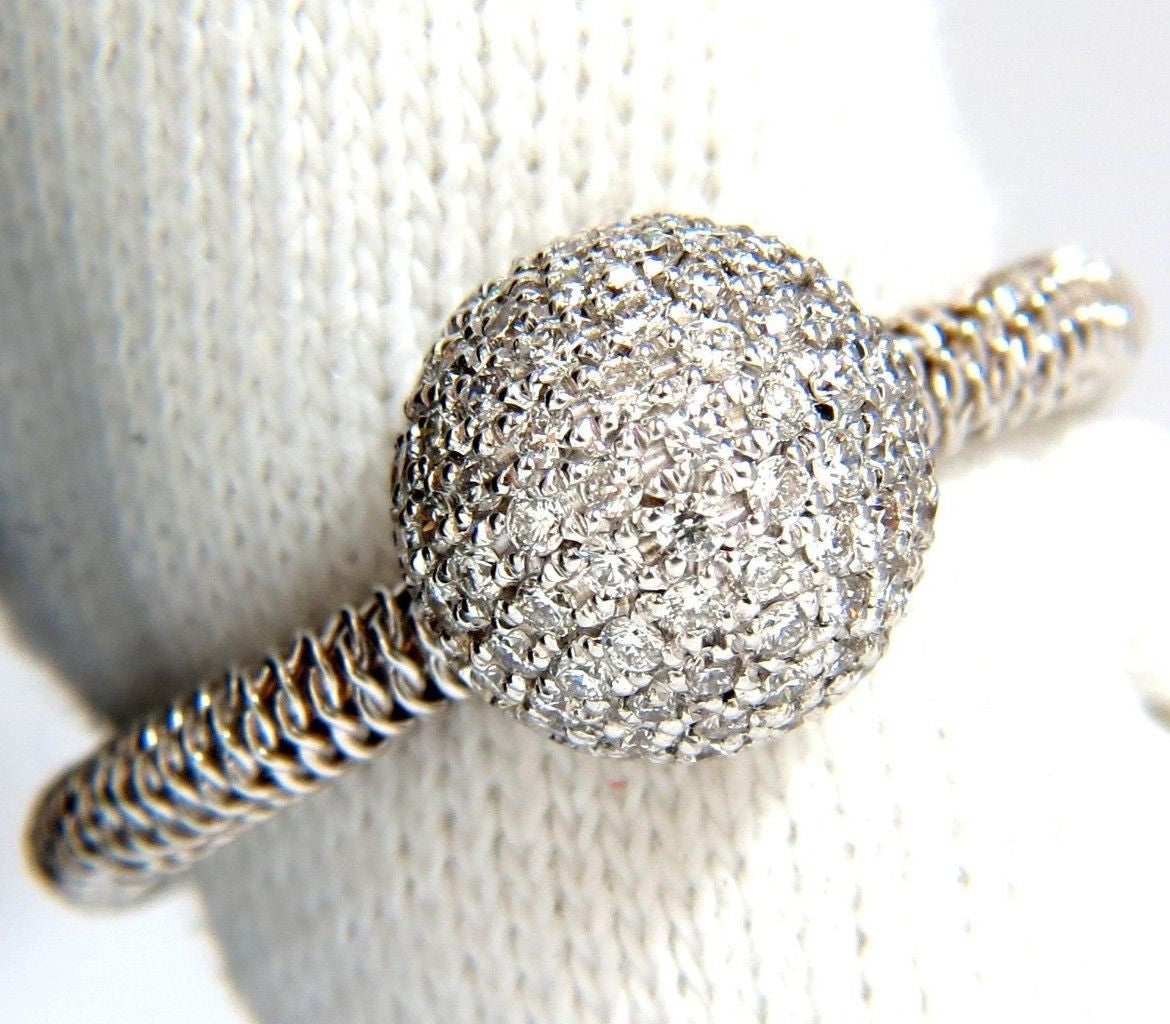 0.76ct Diamond Bead Set Ball Ring in 18K Gold with Coil Wire Wrapped Shank (G/VS) - Elegant Jewelry for Weddings, Anniversaries & Special Occasions