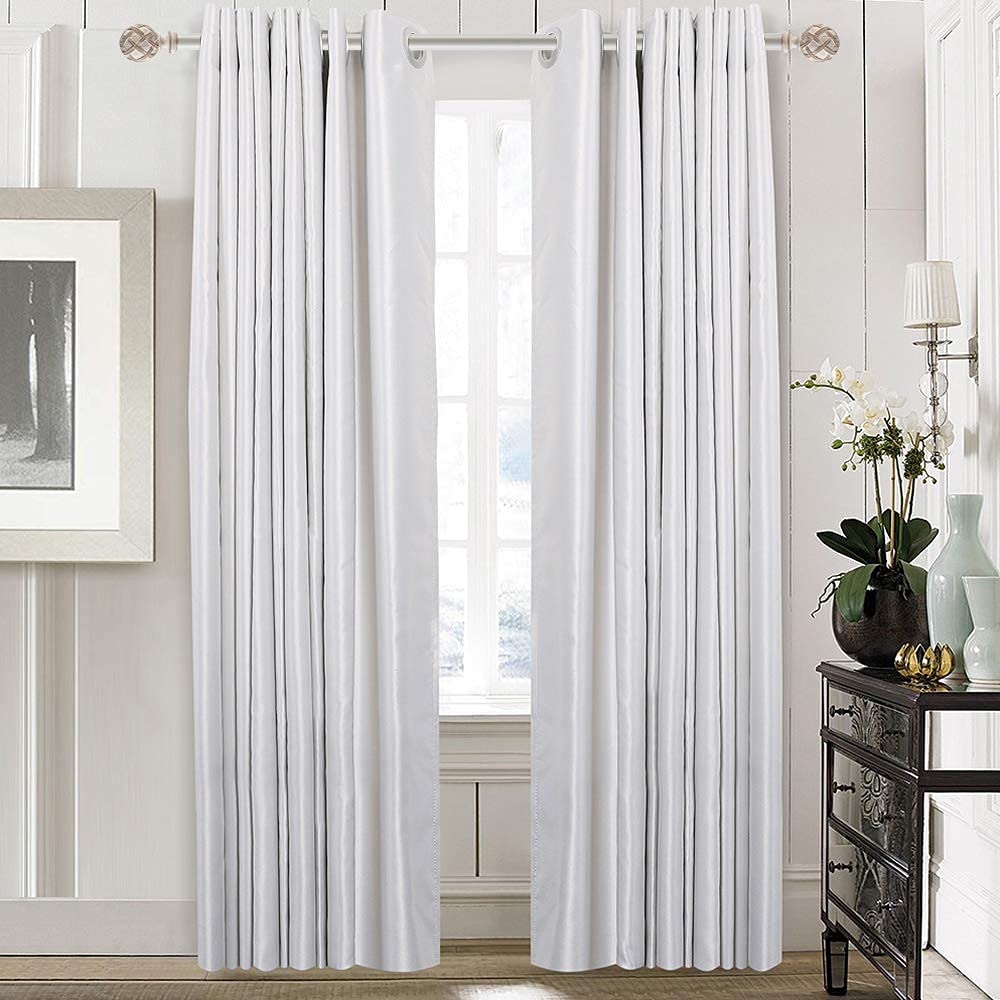 **Ycolnaefllr 1 Inch Heavy Duty Double Curtain Rod Set - Adjustable 48-84 Inches for Windows - Weathered White with Resin Finials & Holdbacks - Perfect for Living Room, Bedroom & Home Decor**