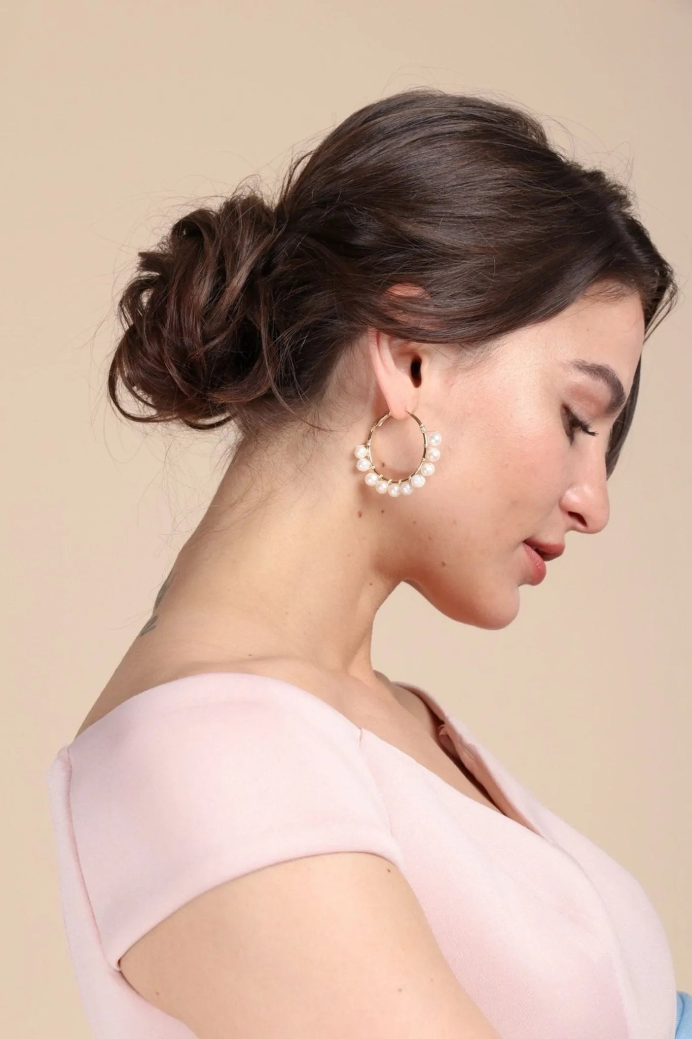 Freshwater Pearl Hoop Earrings for Women - Elegant 14K Gold Plated Dangle Earrings - Perfect for Weddings, Parties & Everyday Wear