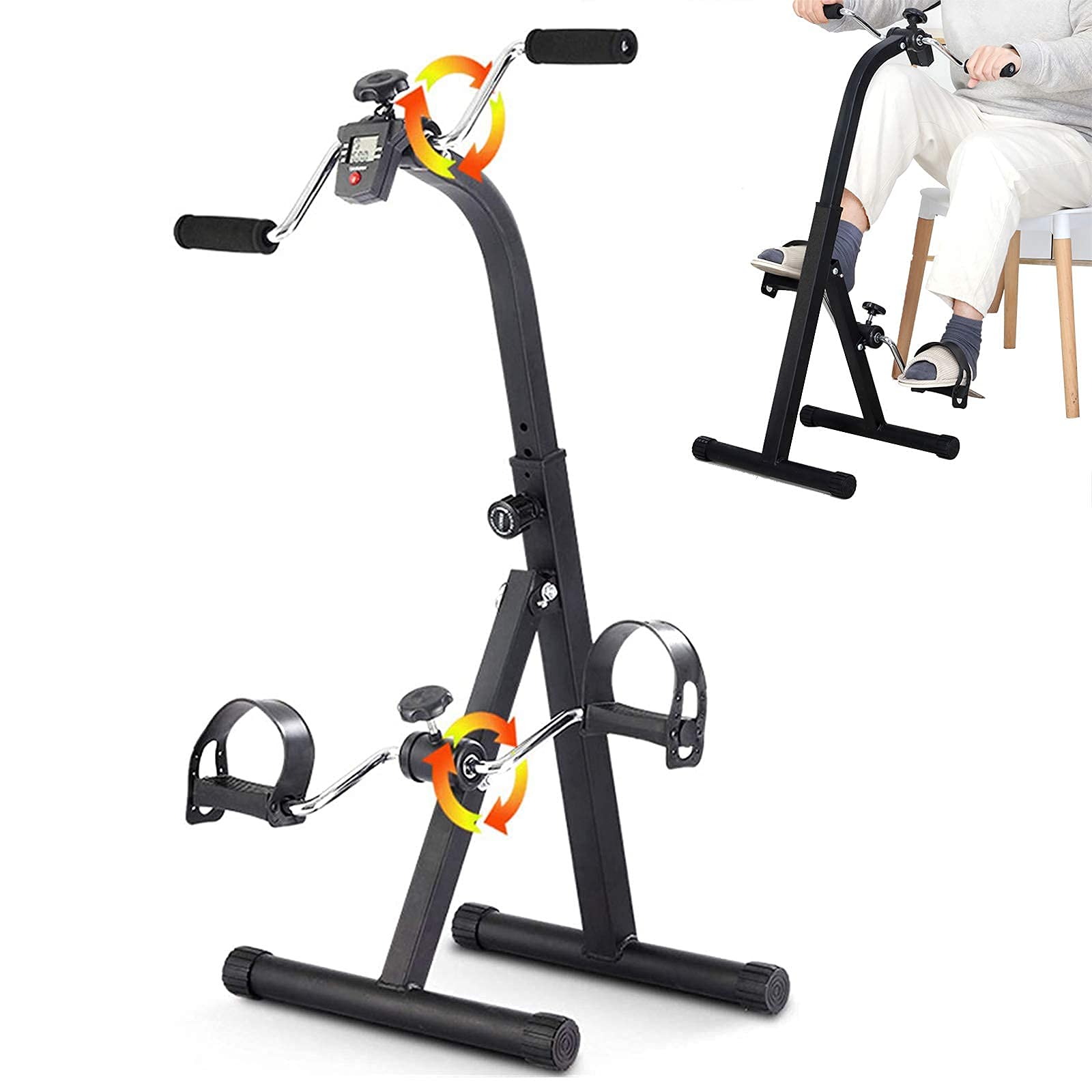 NMDCDH Folding Exercise Bike for Seniors - LCD Display Hand & Leg Trainer - Compact Home Rehab Equipment for Elderly - Perfect for Physical Therapy & Low-Impact Workouts