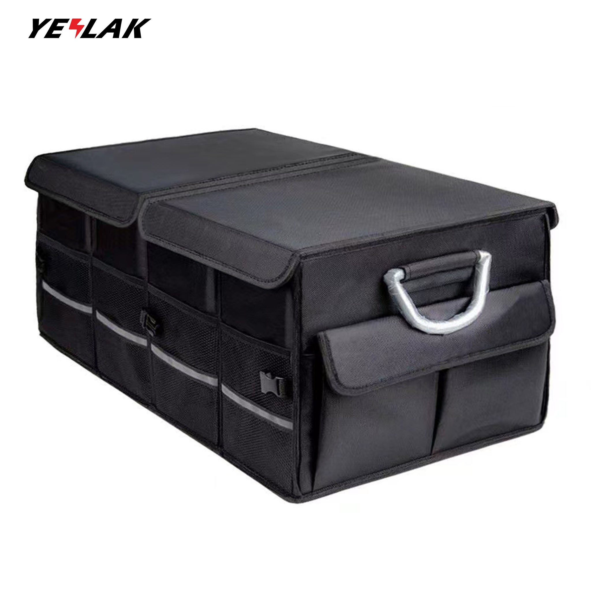 Premium Tesla Model Y (2020-2026) & Model X Trunk Organizer - Waterproof Custom Fit Cargo Storage Box with Adjustable Dividers | Perfect for Road Trips, Groceries & Outdoor Gear Organization