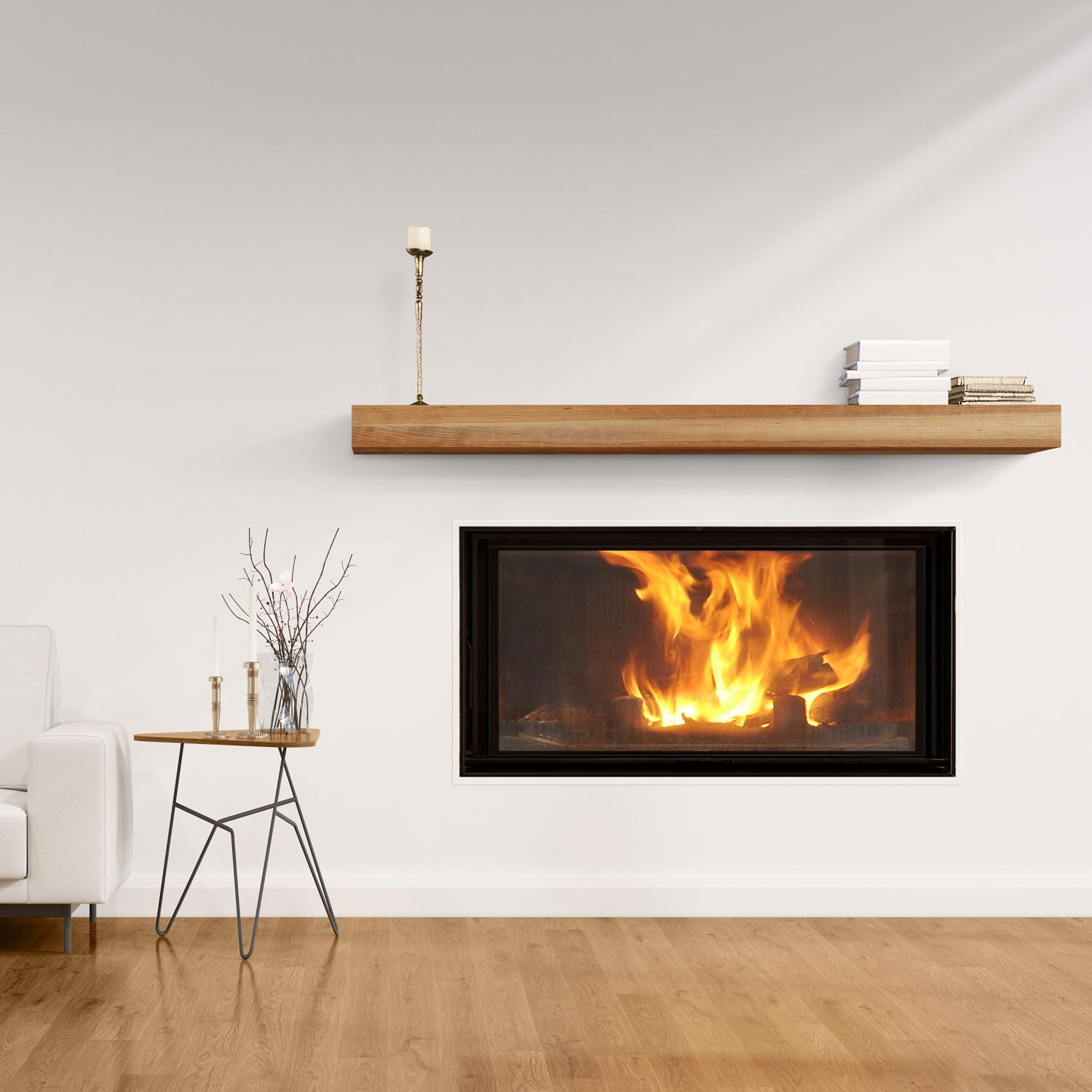 Premium Glenn Cherry Floating Mantel Shelf - Rustic Wood Wall Decor for Fireplace, Living Room & Bedroom - Perfect for Displaying Photos, Candles & Home Decor
