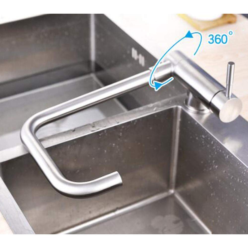 Foldable 304 Stainless Steel Kitchen Sink Faucet - Single Hole Hot & Cold Water Rotating Faucet for Inner Window Installation | Perfect for Small Kitchens, RVs, and Tiny Homes