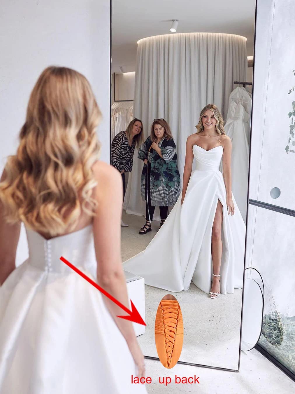 Strapless Satin Prom Dress Long Ruched Ball Gown for Women | Elegant Wedding Dress for Bride 2022 | Formal Evening Gown with High Slit | Perfect for Prom, Homecoming, Bridal Shower & Black Tie Events