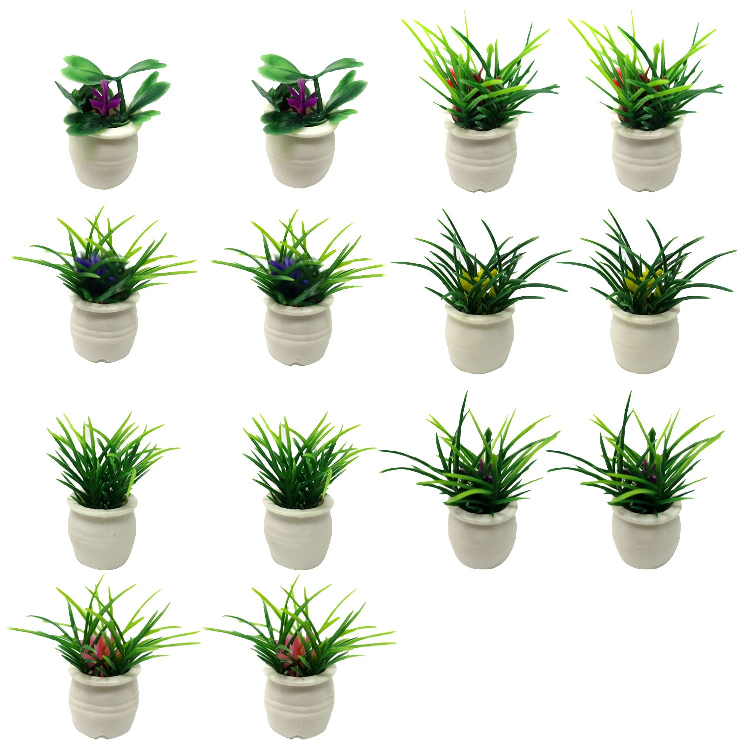 14 PCS Miniature Bonsai Plants for Dollhouse - Artificial Potted Plants, Tiny Faux Flowers & Greenery Decor - Perfect for Dollhouse Furniture, DIY Miniature Gardens & Fairy Garden Scenes