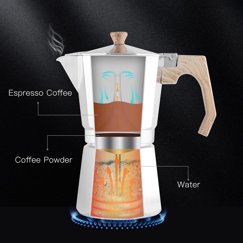 Wedrink Stovetop Espresso Maker - 9 Cup Aluminum Moka Pot (15.2oz) for Cuban & Italian Coffee | Stovetop Coffee Brewer for Home, Camping & Gifts | Perfect for Espresso Lovers & Coffee Enthusiasts