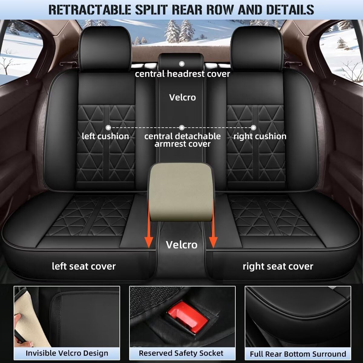 Premium Leather Car Seat Covers Full Set for Toyota RAV4 2013-2018 - Waterproof, Airbag Compatible, 5-Piece Seat Protectors (Black) | Perfect for Daily Commuting, Road Trips & Family Protection