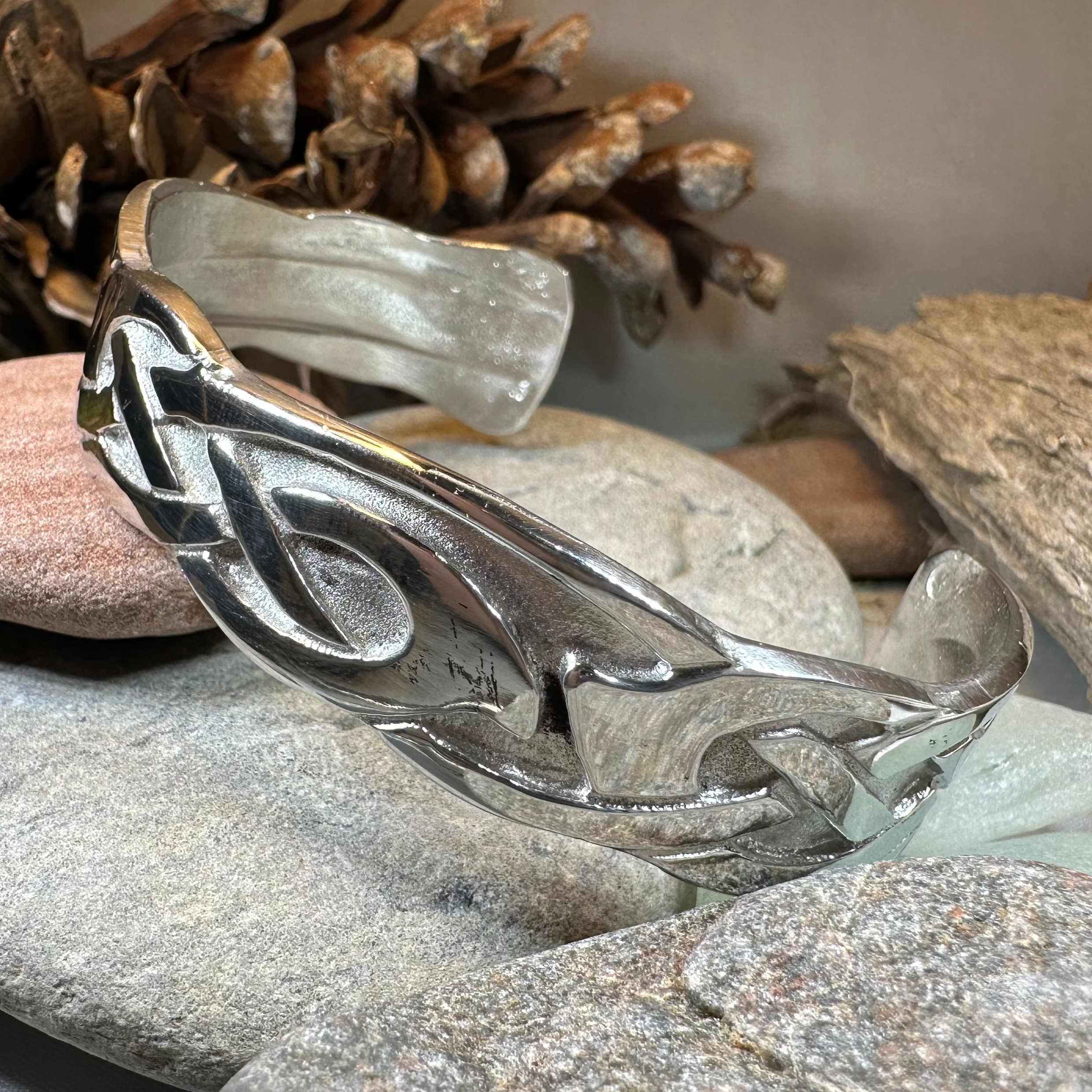 Celtic Pewter Cuff Bracelet for Women - Handcrafted Irish Knot Design - Perfect for Weddings, Parties & Everyday Wear