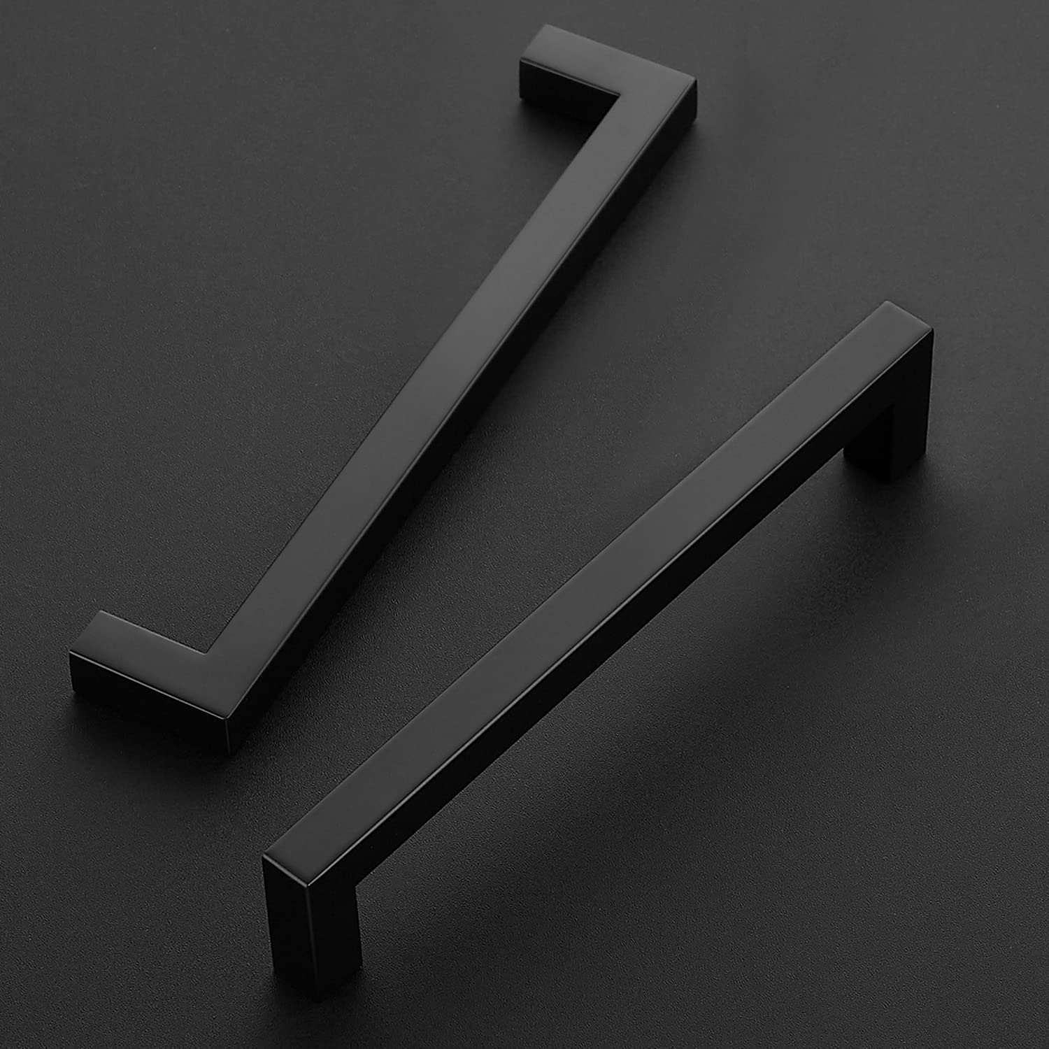 Home Expert 20 Pack 6-1/4 Inch Black Cabinet Pulls - Stainless Steel Square Drawer Handles for Kitchen Cabinets, Drawers & Doors - Modern Matte Black Hardware for Home Renovation & DIY Projects