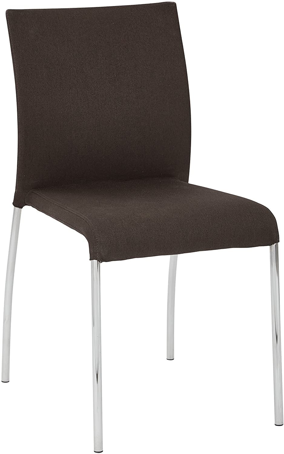 OSP Home Furnishings Conway Upholstered Stacking Chairs with Chrome Legs - Set of 2, Chocolate Brown - Perfect for Dining Rooms, Kitchens, Offices, and Event Seating