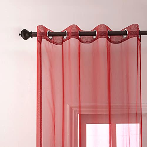 Peony Sheer-burgundy Red