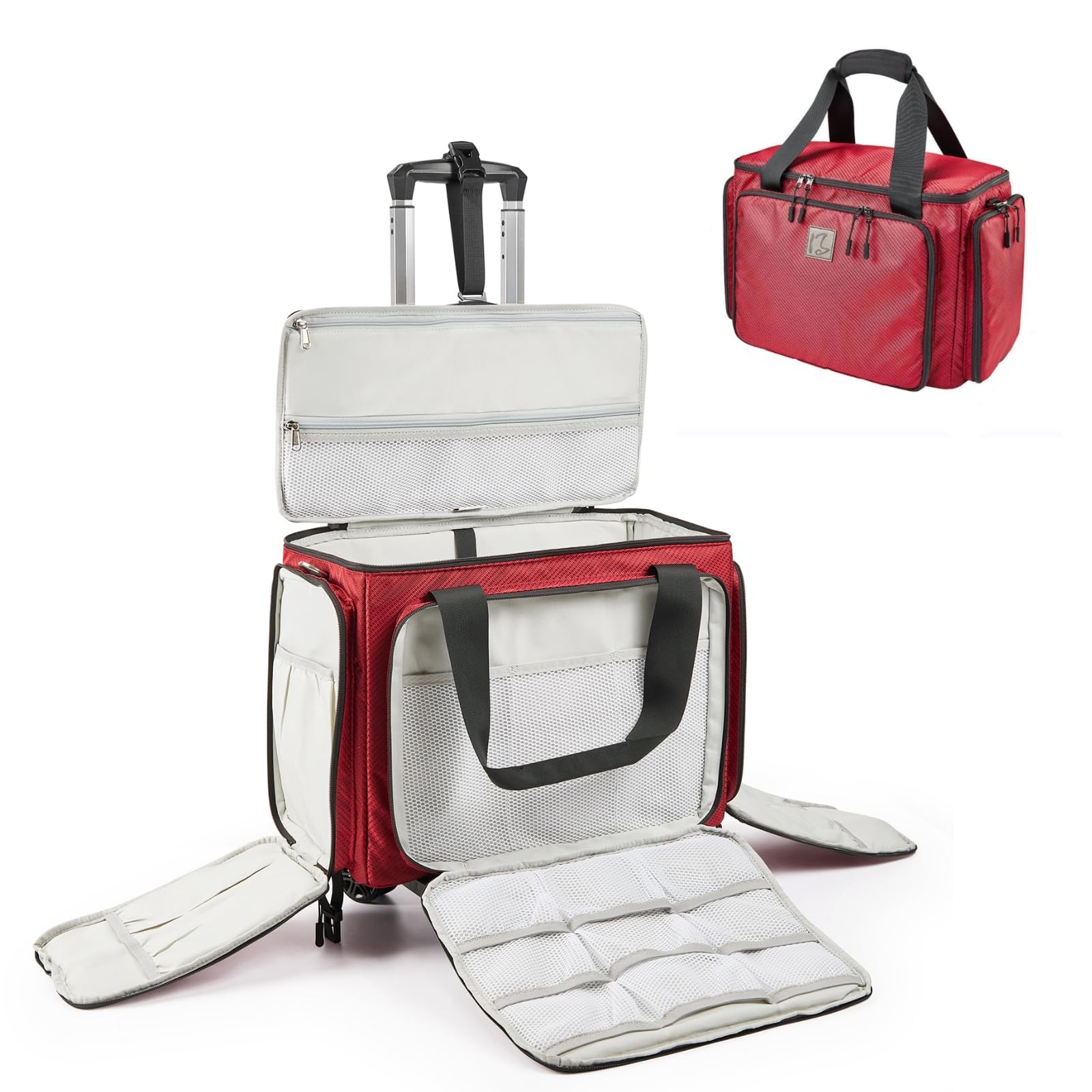 Universal Rolling Sewing Machine Bag with Smooth Wheels & YKK Zippers - Compatible with Brother, Singer, Bernina & Most Standard Sewing Machines - Durable Carrying Case for Women (Red) - Perfect for Sewing Classes, Craft Fairs & Traveling with Your Machine
