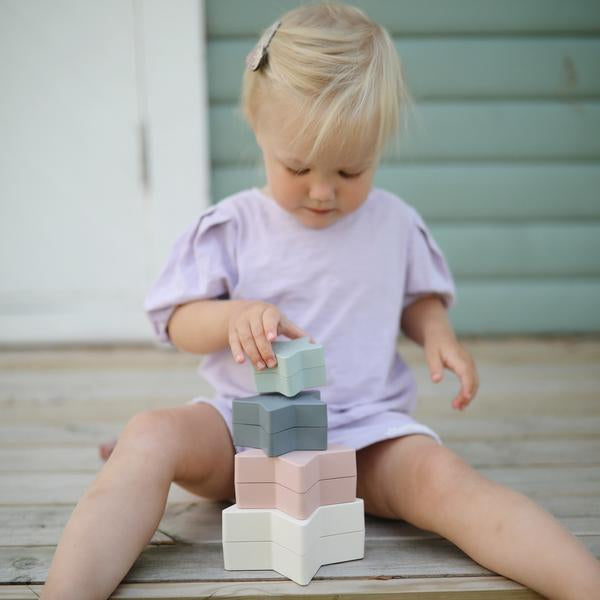 Mushie Nesting Stars Toy - Stackable Baby Sensory Toys for Early Learning & Montessori Play - Perfect for Toddlers, Daycare & Nursery Decor