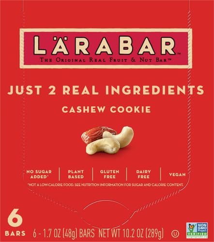 Larabar Cashew Cookie Gluten Free Vegan Fruit & Nut Bar - 1.7 oz (6 Count) | Healthy Snack for Hiking, Travel & On-the-Go Energy