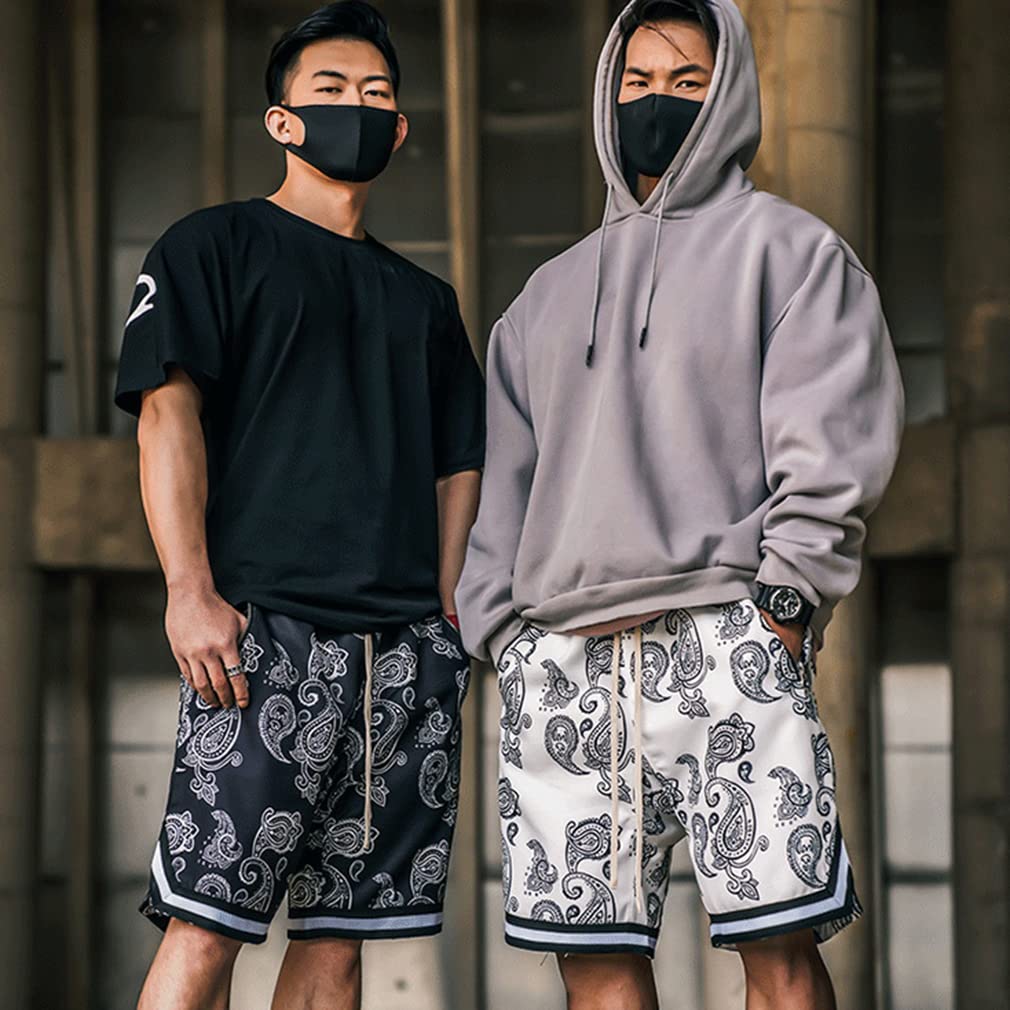 BOOMLEMEN Men's Athletic Workout Shorts - Breathable Paisley Print Basketball & Running Shorts for Casual Wear | Gym, Sports & Outdoor Activities