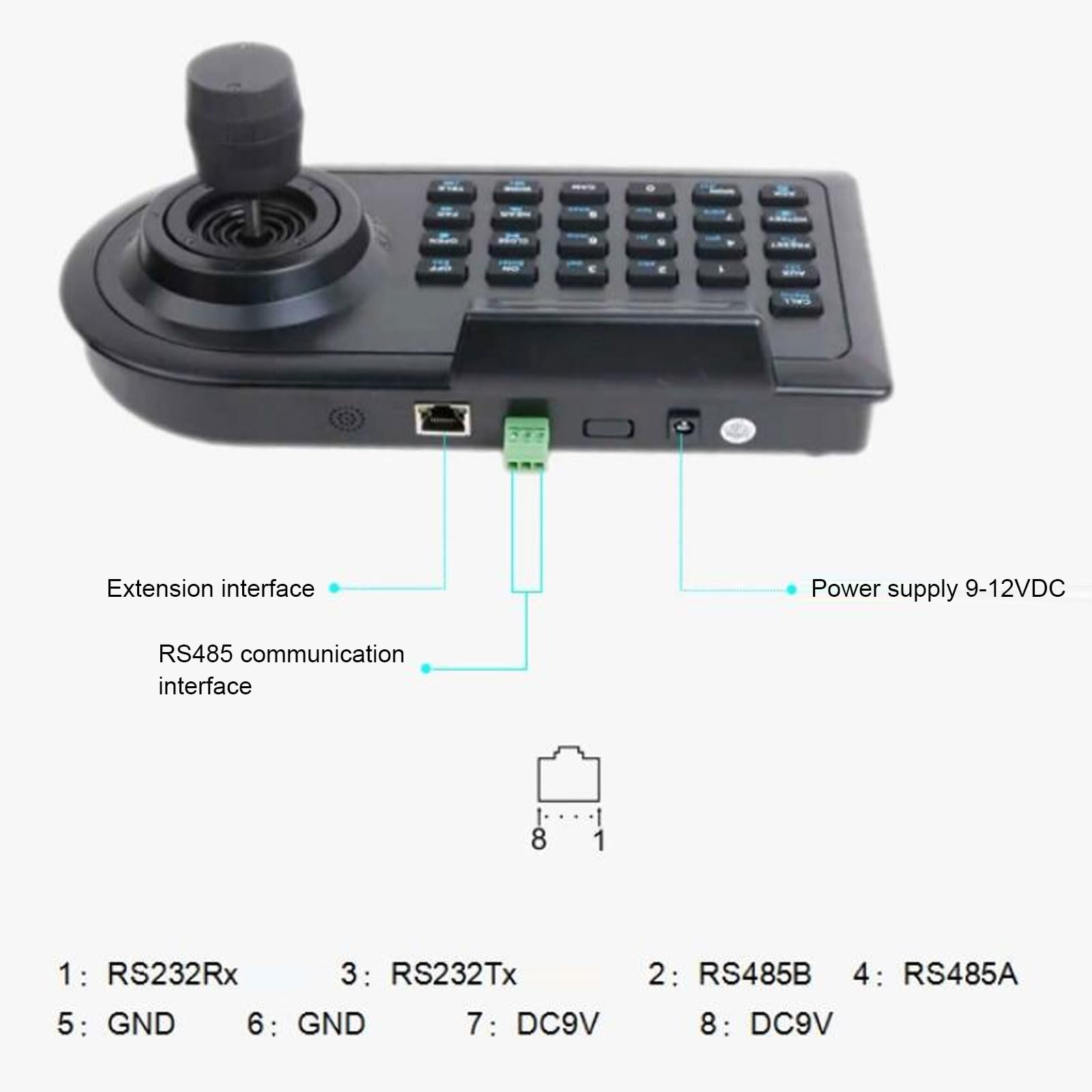 PTZ Camera Controller Keyboard with LCD Screen - 32 DVR 256 Dome Control for Surveillance Systems