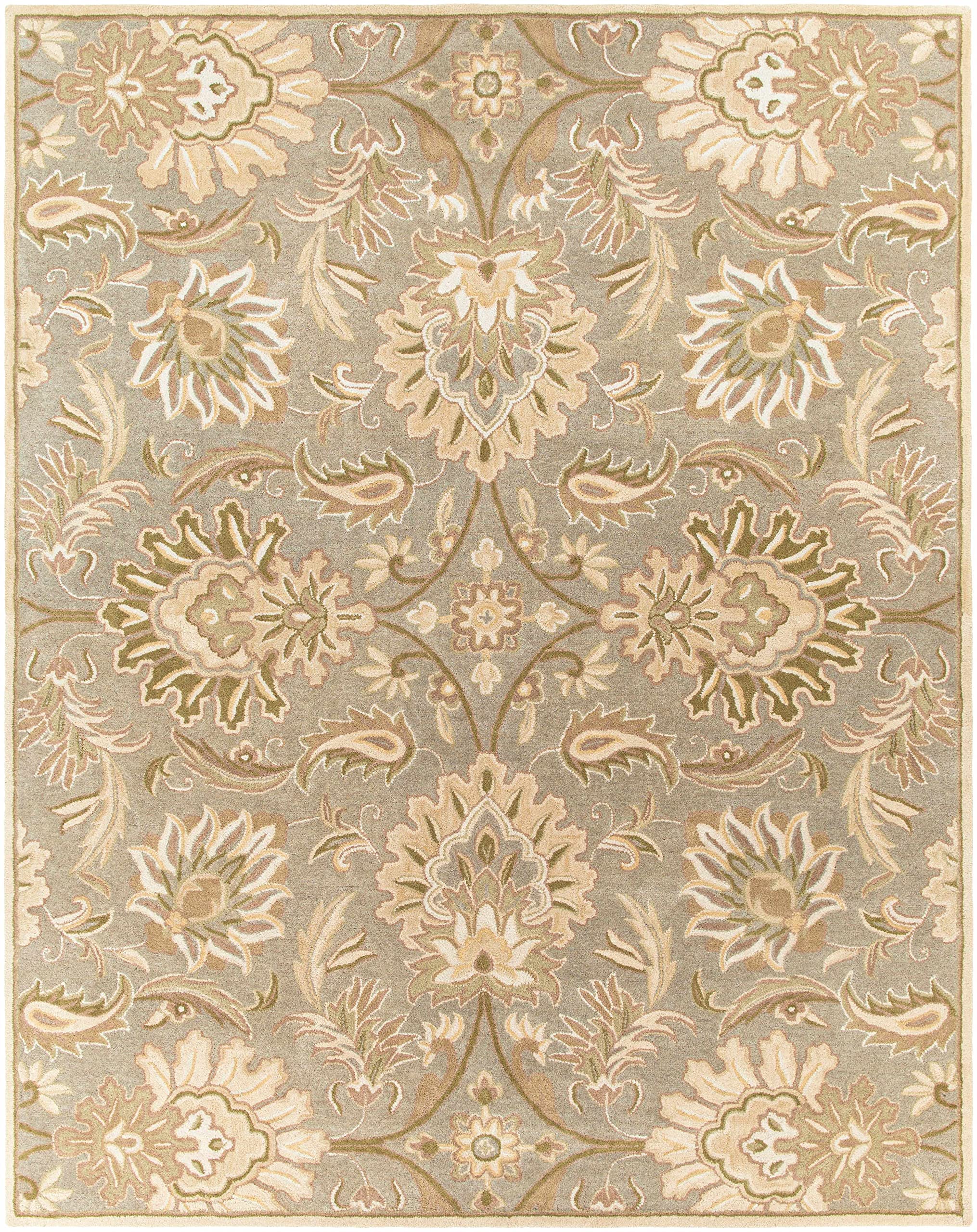 Kohler Wool Area Rug 5' x 8' - Traditional Ivory Gray Brown Handmade Living Room Bedroom Rug - Soft Durable Floor Carpet for Home Decor, Cozy Housewarming Gift