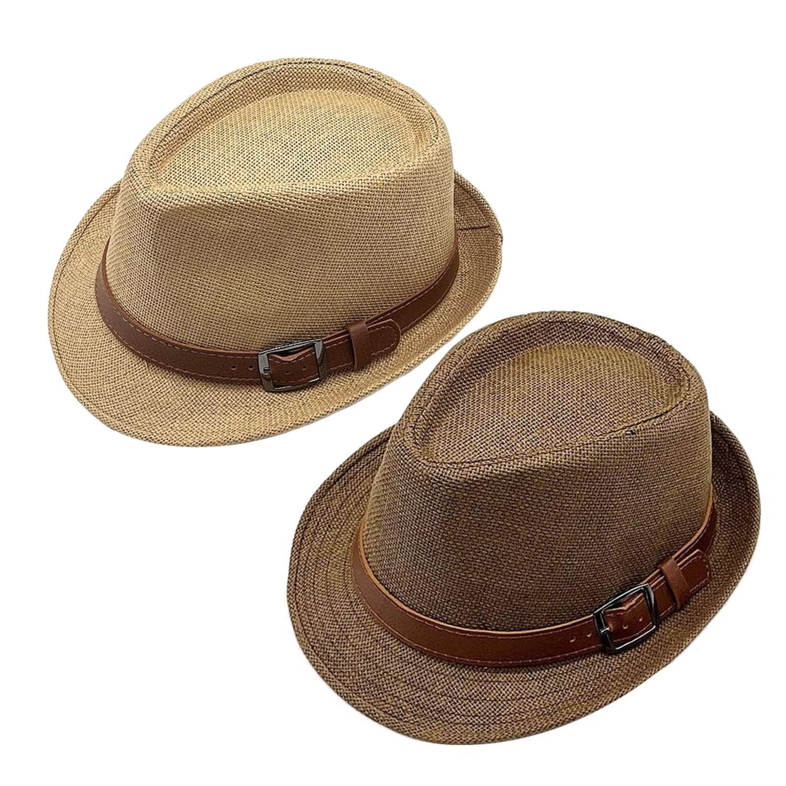 2 Pack Summer Straw Hats for Men & Women - Breathable Sun Protection Beach Hat, Classic Fedora & Panama Style Jazz Hats for Outdoor, Vacation, Pool Party, and Garden Wear