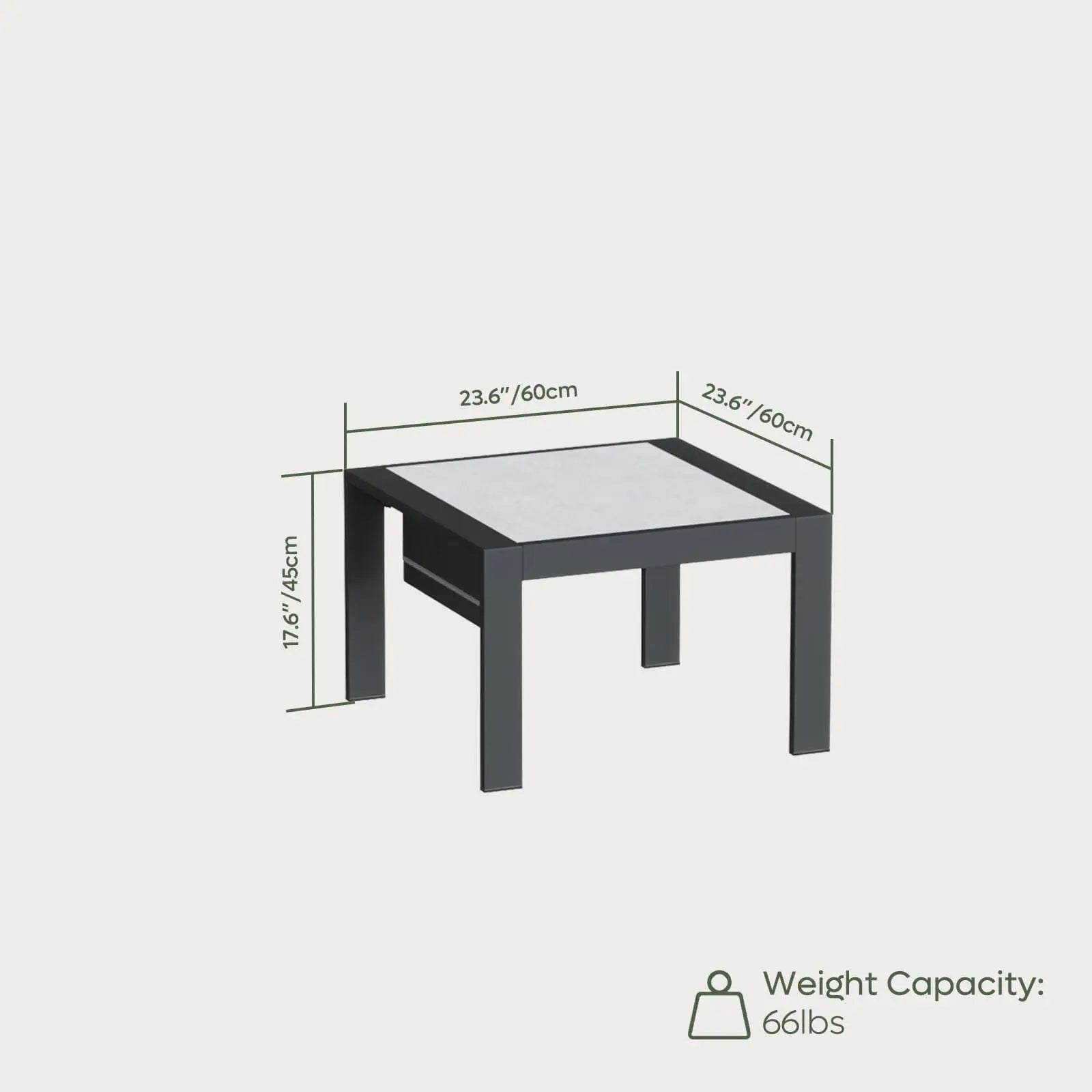 Bestier LED Aluminum Patio Side Table - Modern Outdoor End Table with USB Charging Port & Glass Top - Perfect for Poolside, Garden, Deck, and Balcony Use
