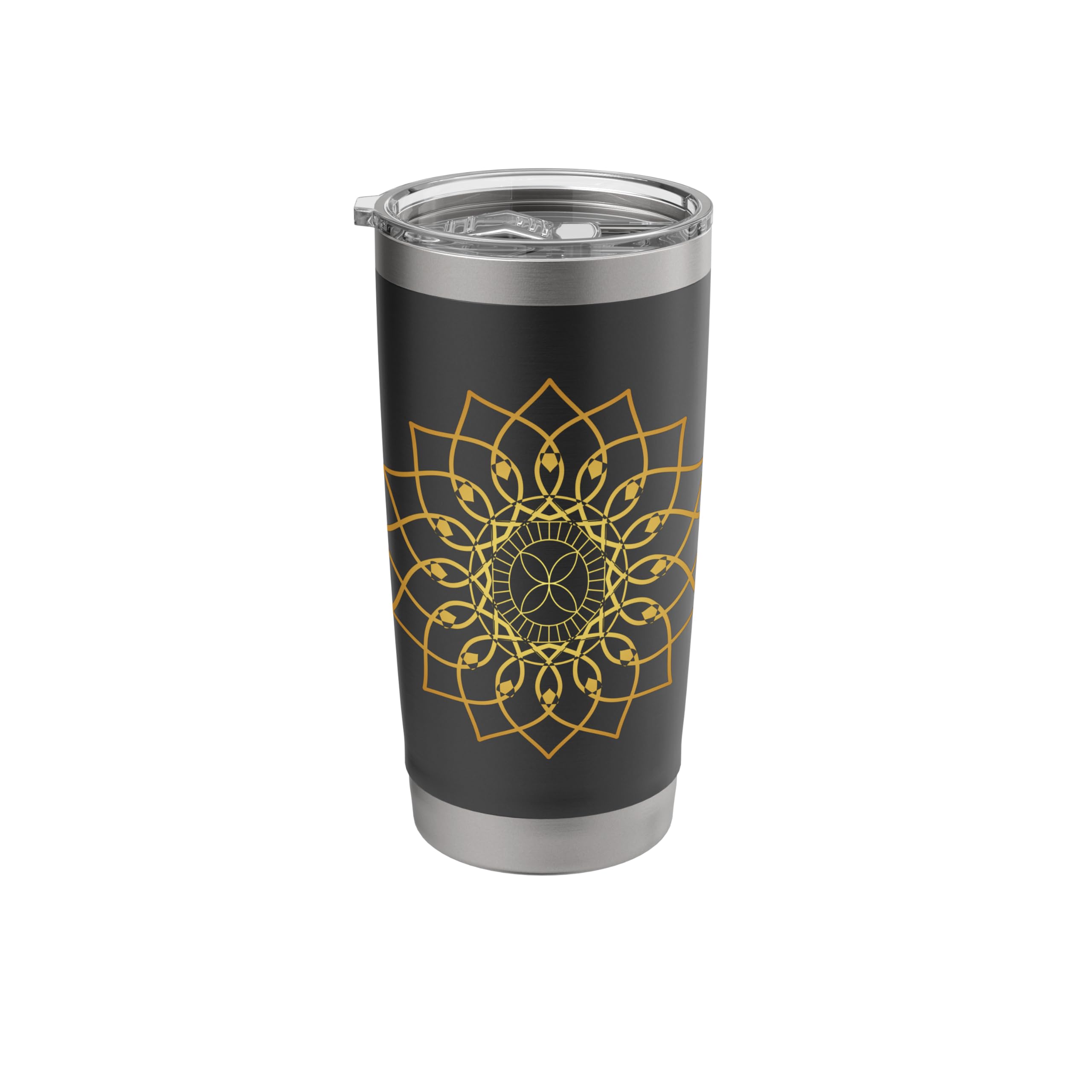 Prana Art Yoga Mandala Sacred Energy Geometry Meditation Stainless Steel Insulated Tumbler - 20oz Vacuum Insulated Travel Mug for Yoga, Meditation & Spiritual Practices - Keeps Drinks Hot/Cold for Hours