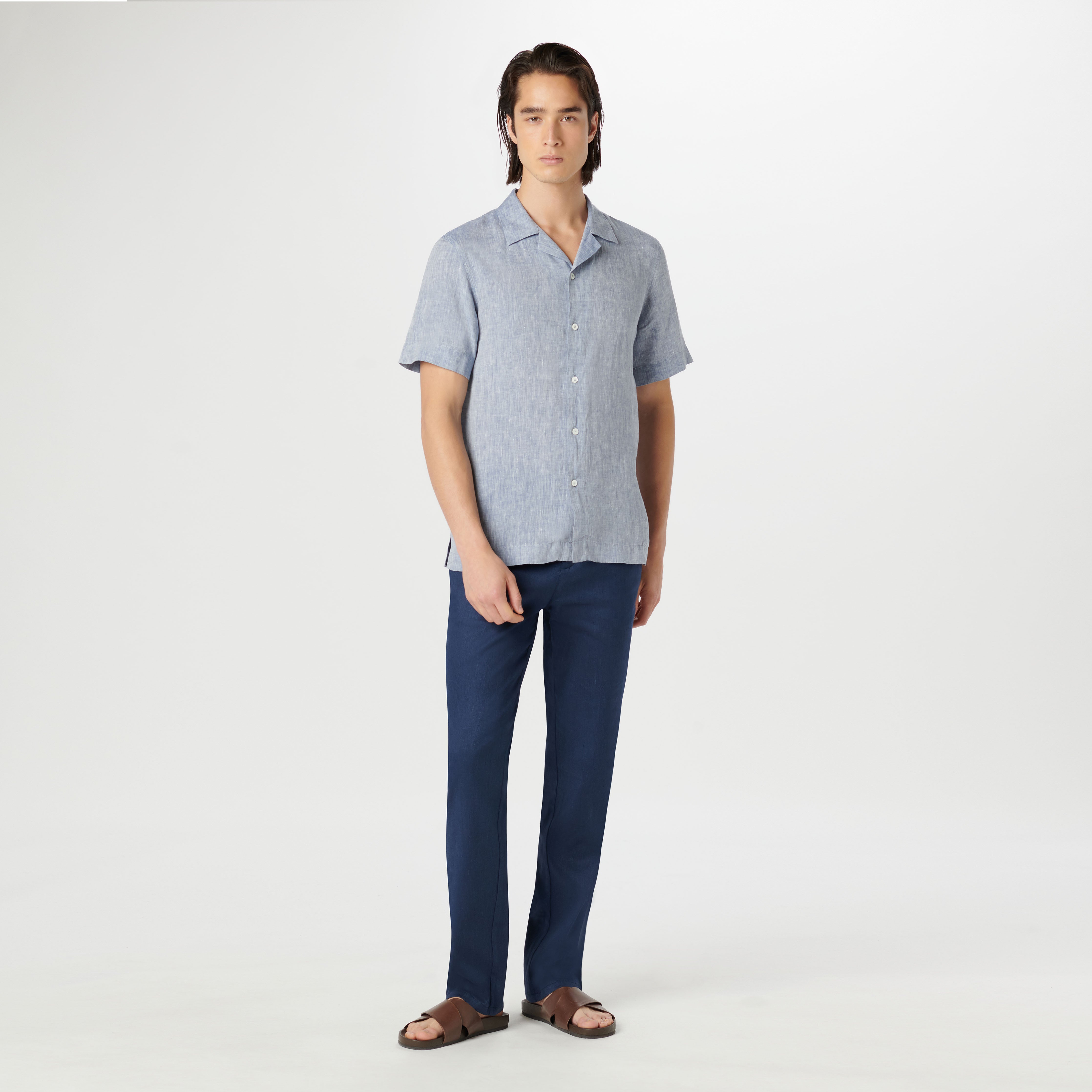 Jackson Men's Solid Short Sleeve Linen Shirt - Breathable Casual Button Down Shirt for Summer, Beach & Outdoor Activities