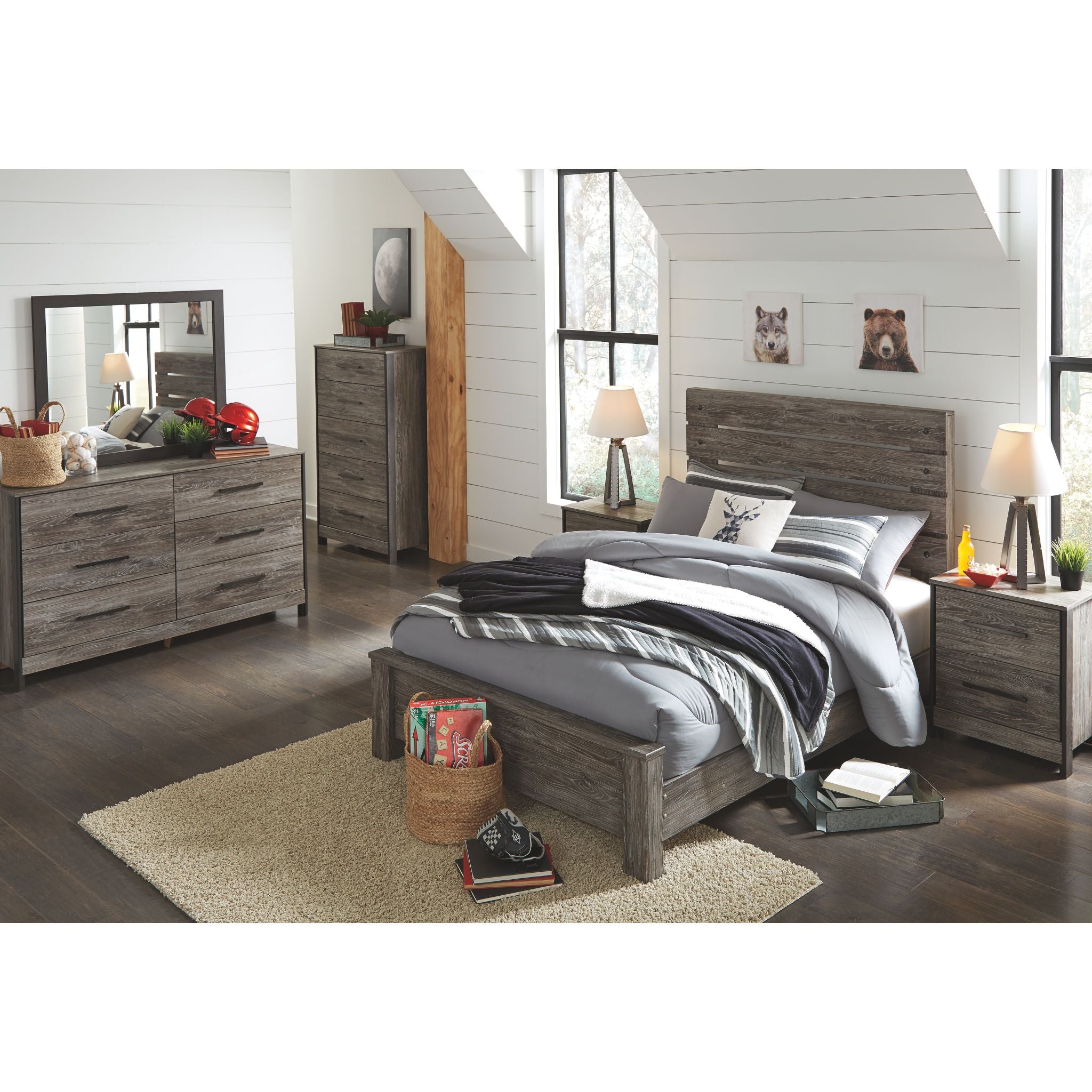 Ashley Cazenfeld 3-Piece Queen Bedroom Set - Modern Platform Bed Frame with Nightstands | Perfect for Master Bedroom, Guest Room & Apartment Decor