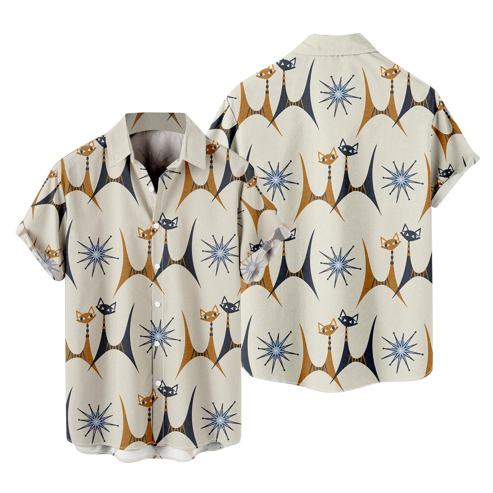 Bimgwuz Men's 3D Printed Cotton Shirts - Patriotic Independence Day Long Sleeve Casual Dress Shirts for Men | Perfect for Holidays, Parties & Everyday Wear
