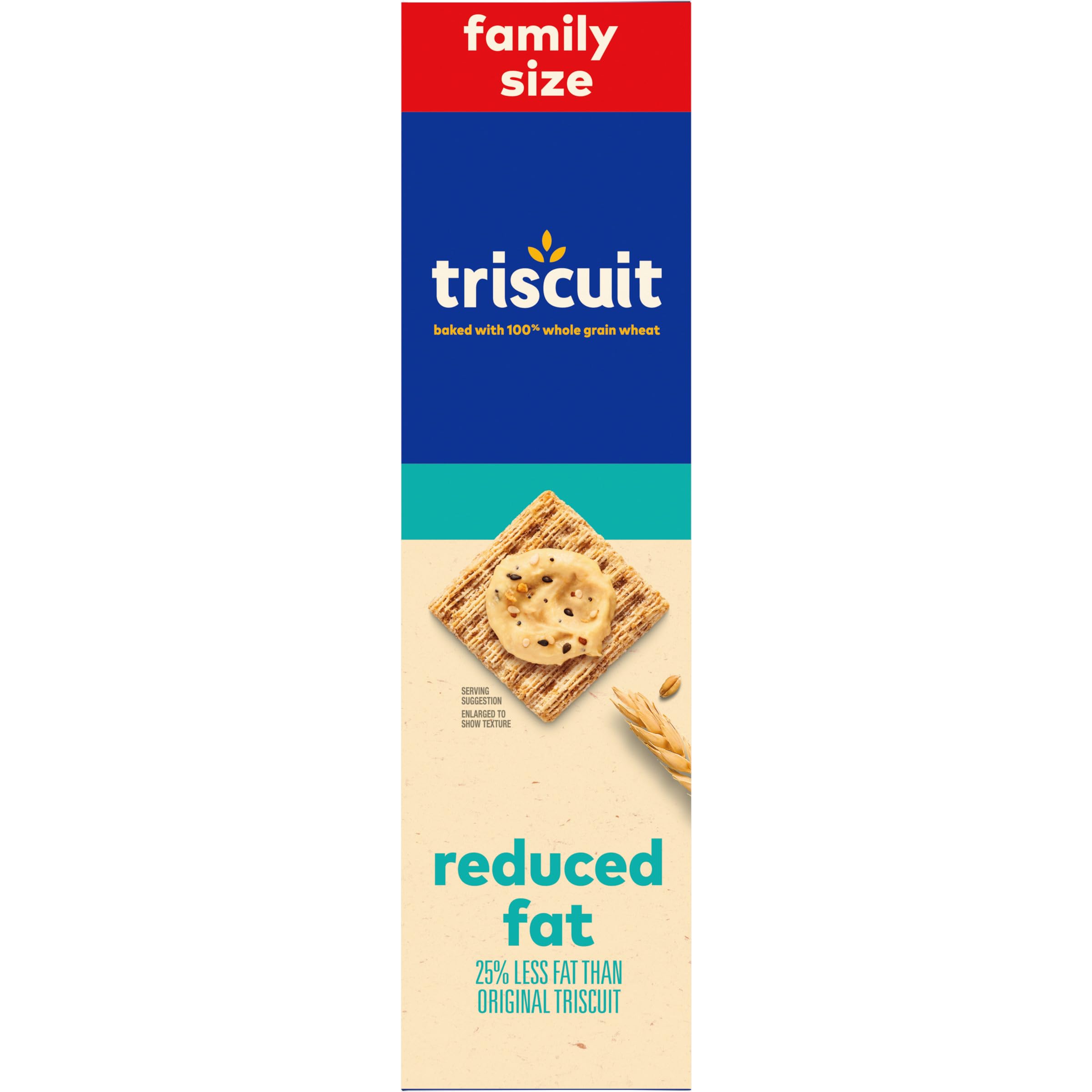 Triscuit Reduced Fat Whole Grain Wheat Crackers | Vegan, Gluten-Free Snacks for Lunch & On-the-Go | Family Size 11.5 oz Pack | Perfect for Office, School & Picnics