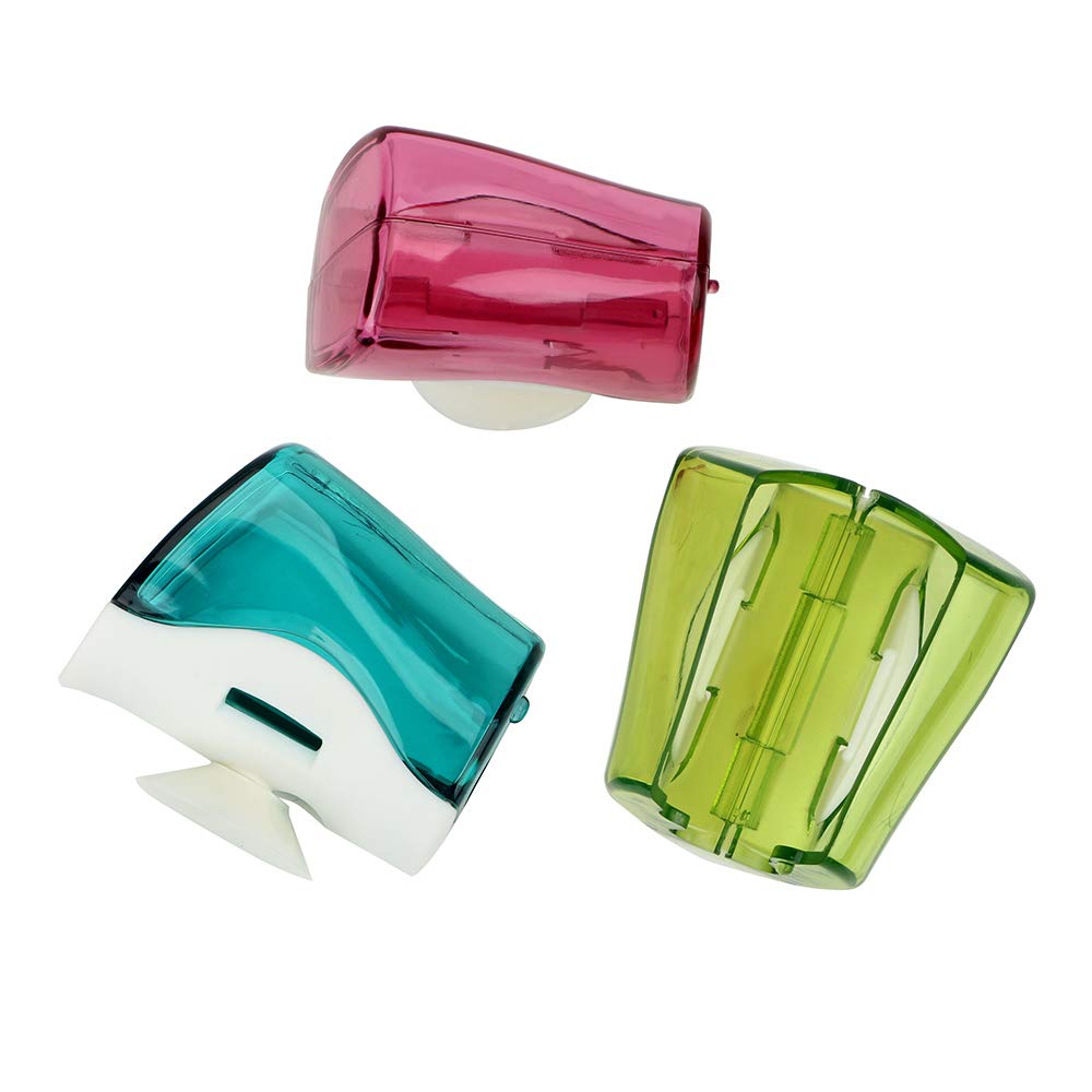 3-Pack Suction Cup Toothbrush Holder with Cover - Waterproof Bathroom Organizer for Kids & Adults - Perfect for Travel, Dorm, and Home Use