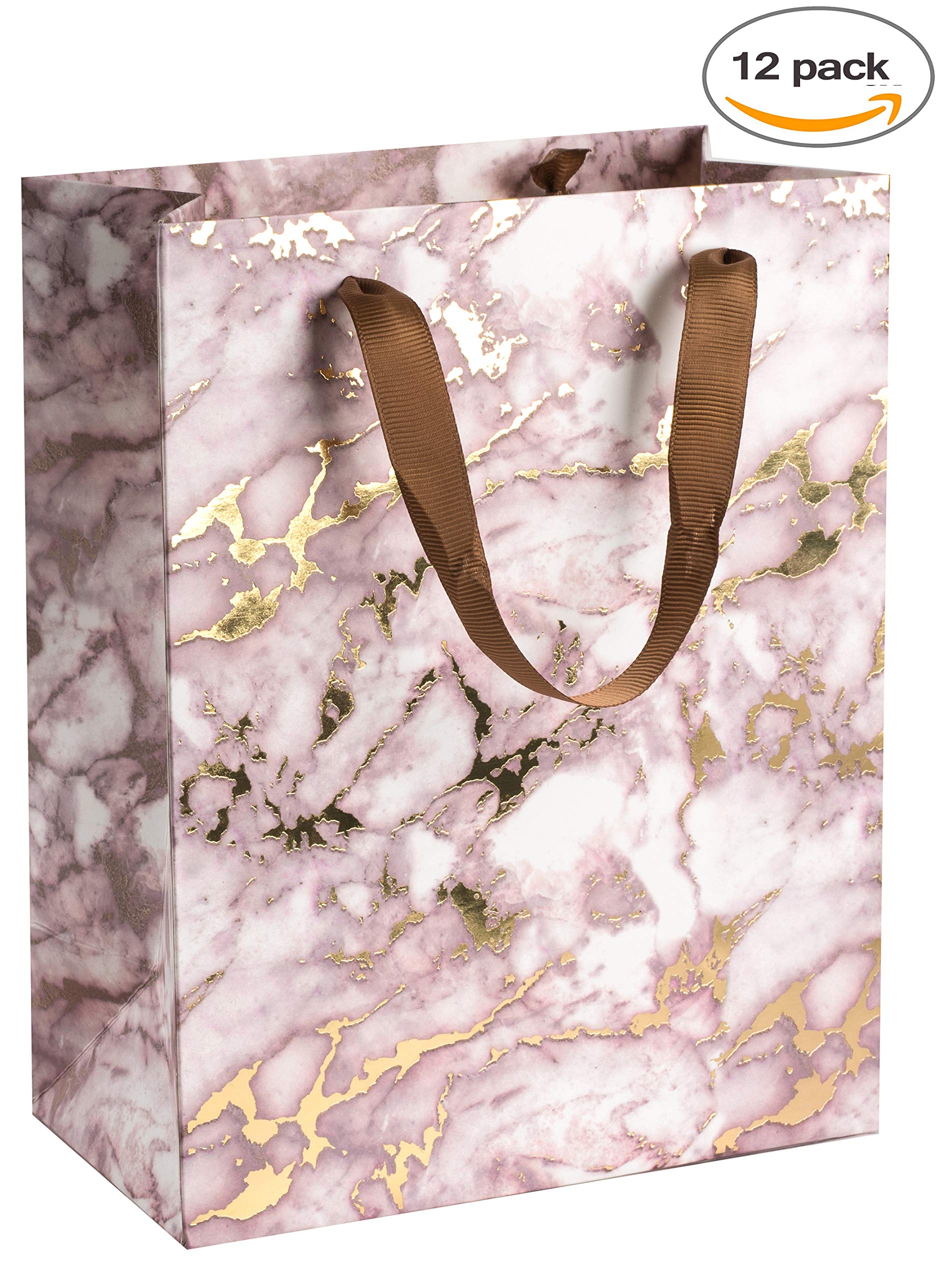 Elegant Marble Wedding Favor Bags - 12 Pack for Bridal Showers & Parties (9x7x4