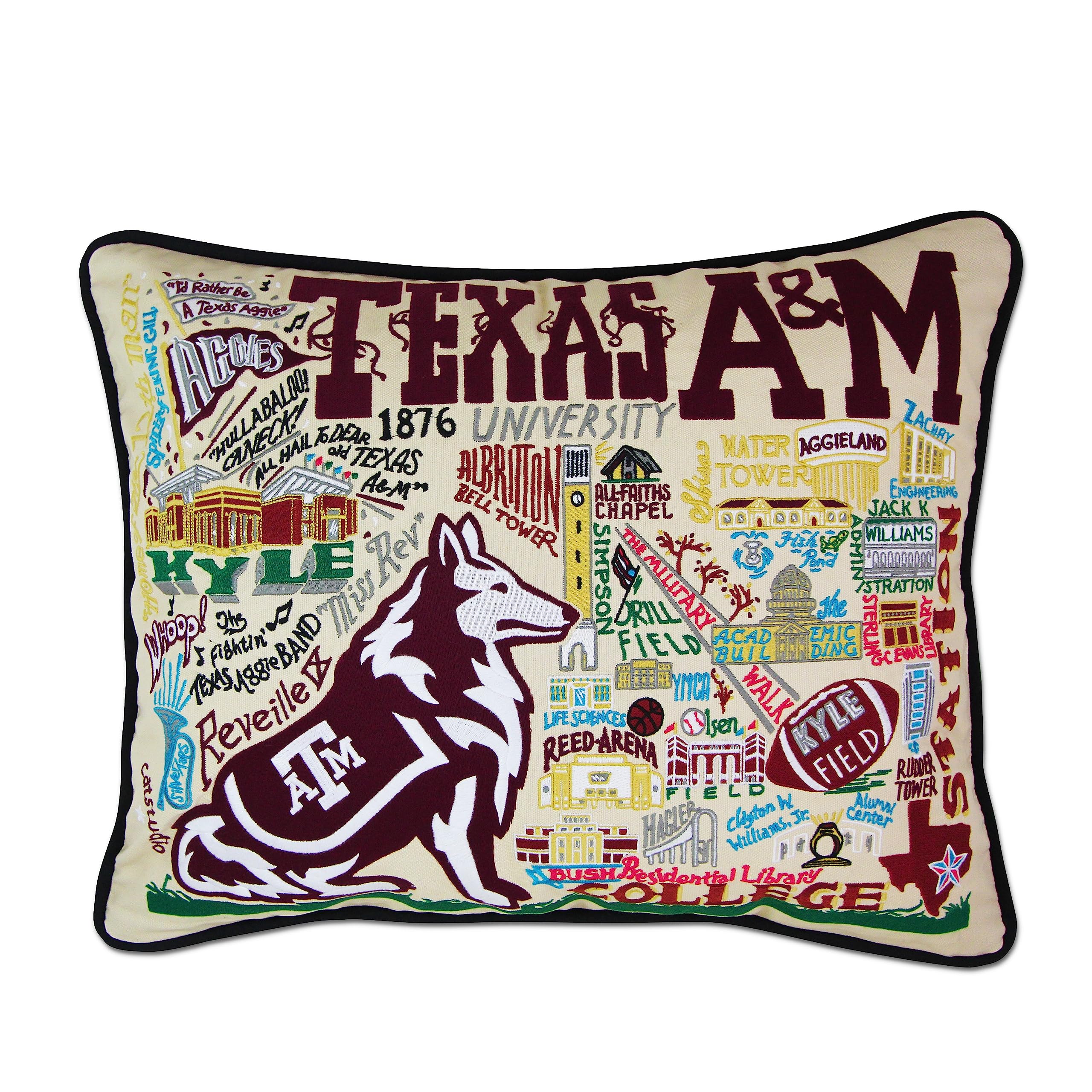 Texas A&M Embroidered Throw Pillow - Collegiate Decorative Cushion for Aggies Fans | Perfect for Graduation Gifts, Game Day Decor, Alumni & Parents | Dorm, Living Room & Office Decor
