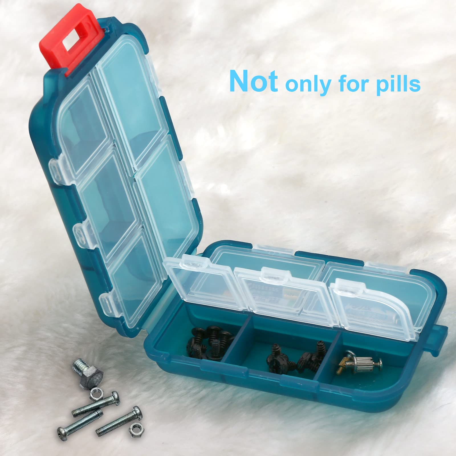 2PCS Travel Pill Organizer - Portable Cute Pill Case with 10 Compartments for Medicine Storage - Perfect for Purse, Daily Use & Travel Accessories