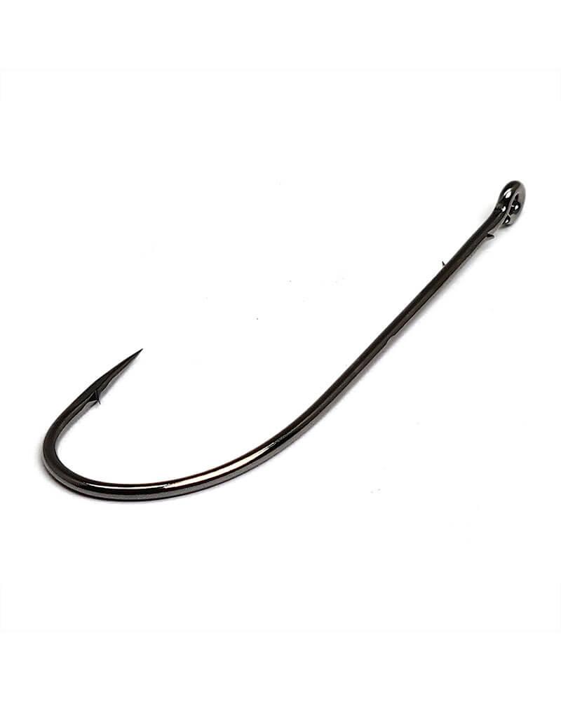 Gamakatsu Worm Straight Shank O'Shaughnessy Bend Fishing Hooks - NS Black Finish for Freshwater & Saltwater Bass Fishing