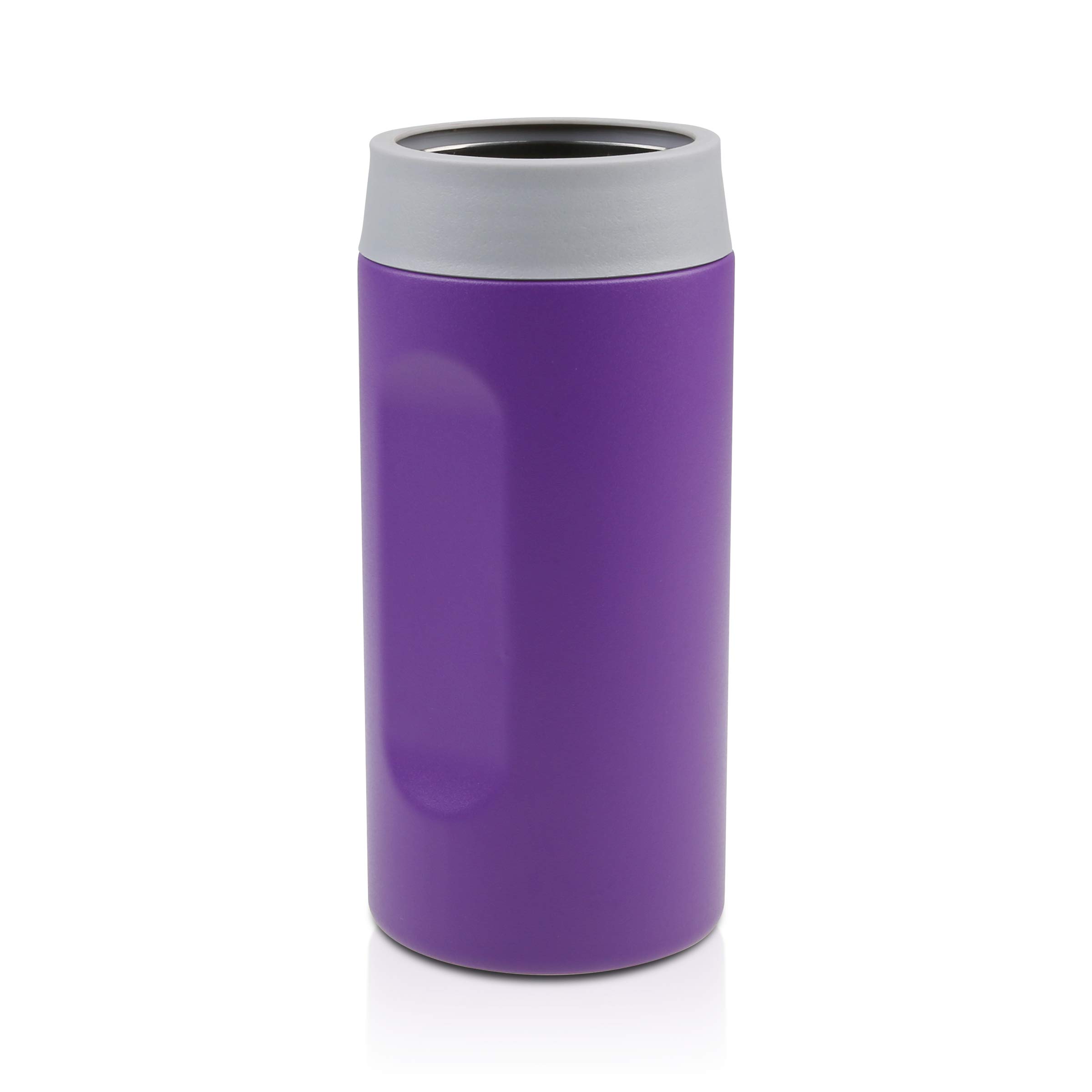 Tahoe Trails 12oz Stainless Steel Vacuum Insulated Slim Can & Bottle Cooler - Double Wall Copper Plated Metal Chiller for Beer, Soda & Beverages - Perfect for Parties, BBQs, Camping & Outdoor Events (Purple, 32-Pack)